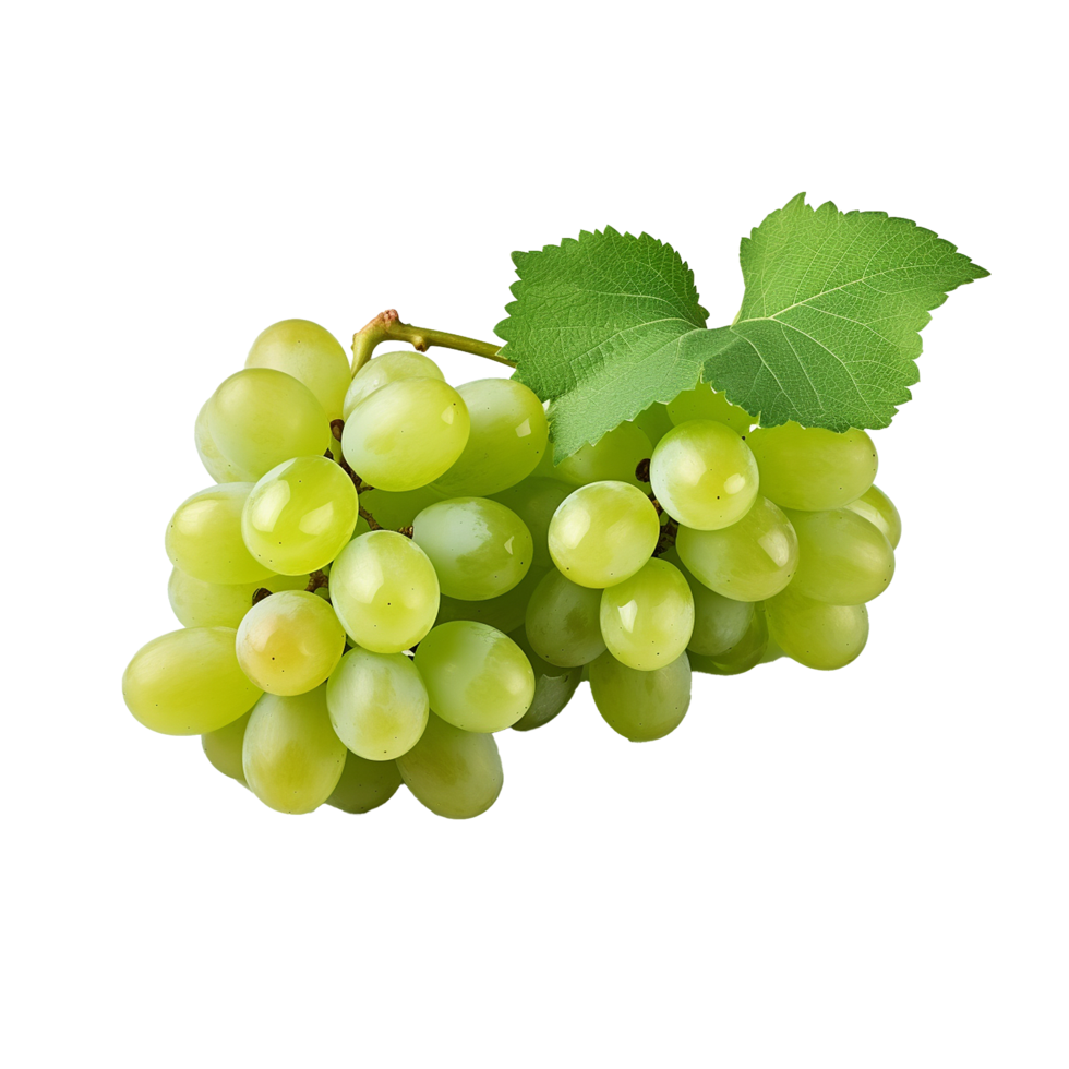 AI generated A bunch of green grape with leaves png isolated on transparent background