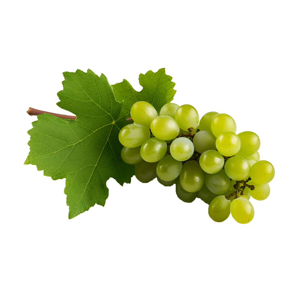 AI generated A bunch of green grape with leaves png isolated on transparent background