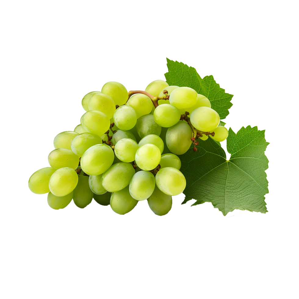 AI generated A bunch of green grape with leaves png isolated on transparent background