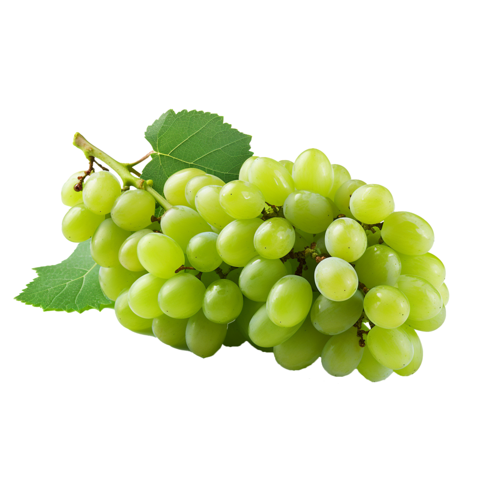 AI generated A bunch of green grape with leaves png isolated on transparent background