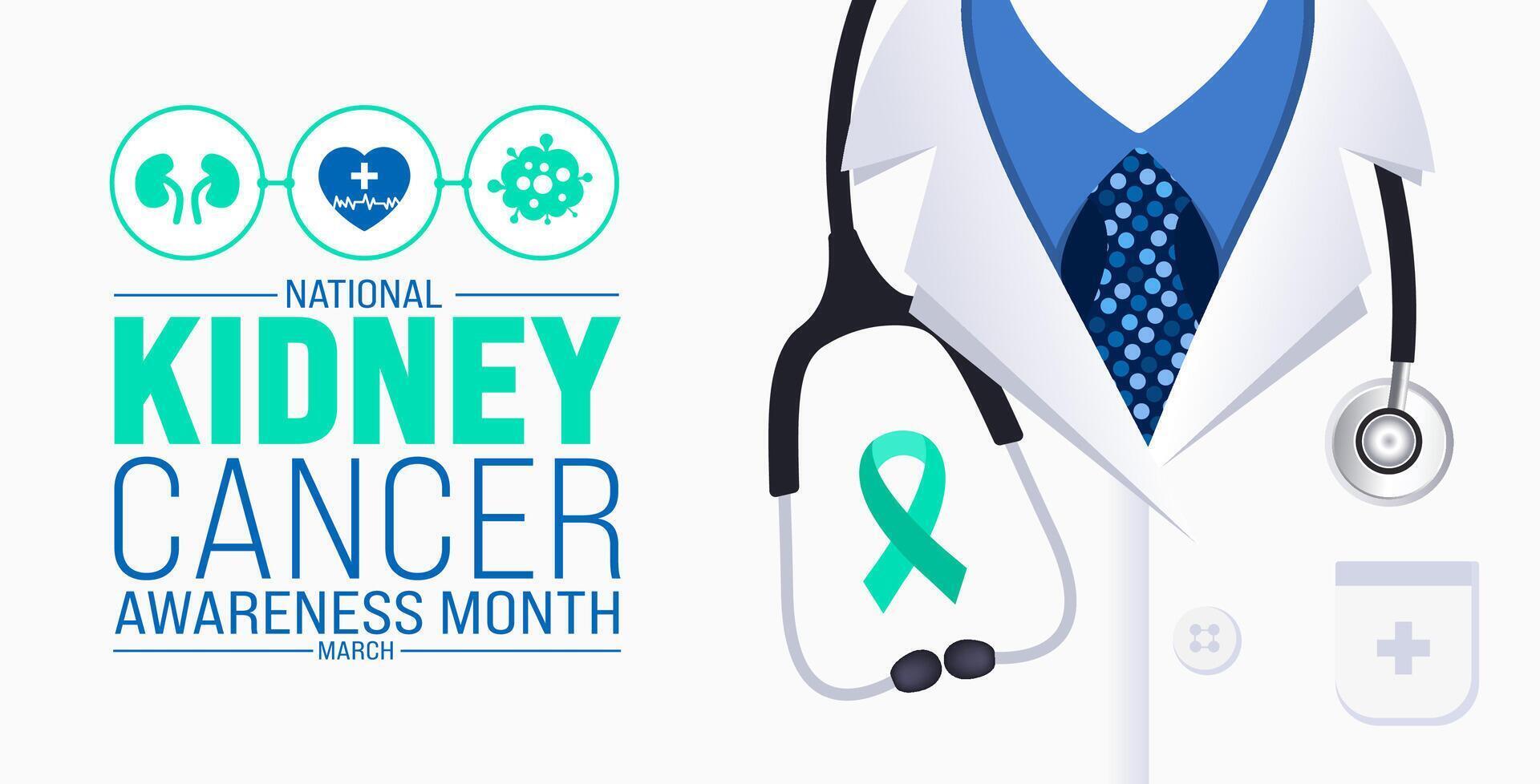 March is Kidney Cancer Awareness Month background template. Holiday concept. use to background, banner, placard, card, and poster design template with text inscription and standard color. vector