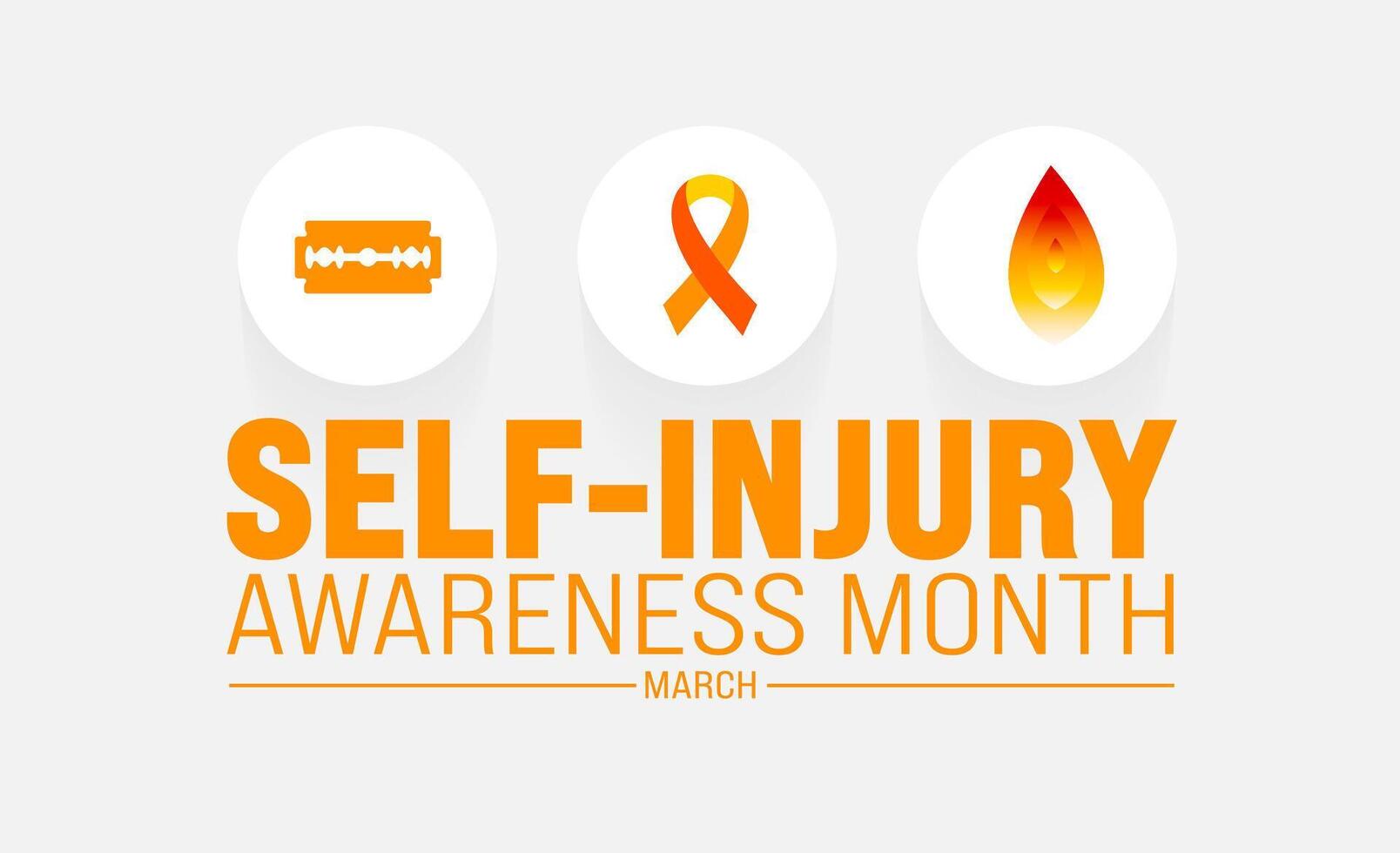 March is Self Injury Awareness Month background template. Holiday concept. use to background, banner, placard, card, and poster design template with text inscription and standard color. vector