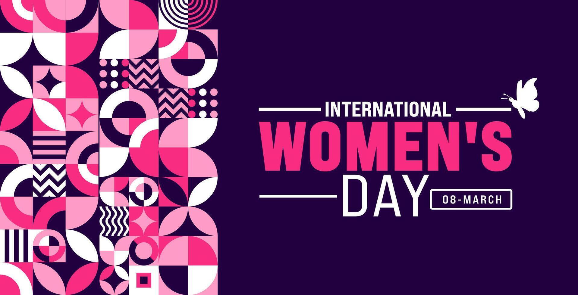 8 marzo internacional De las mujeres día geométrico forma modelo antecedentes. utilizar a fondo, bandera, cartel, tarjeta, y póster diseño modelo. vector ilustración.
