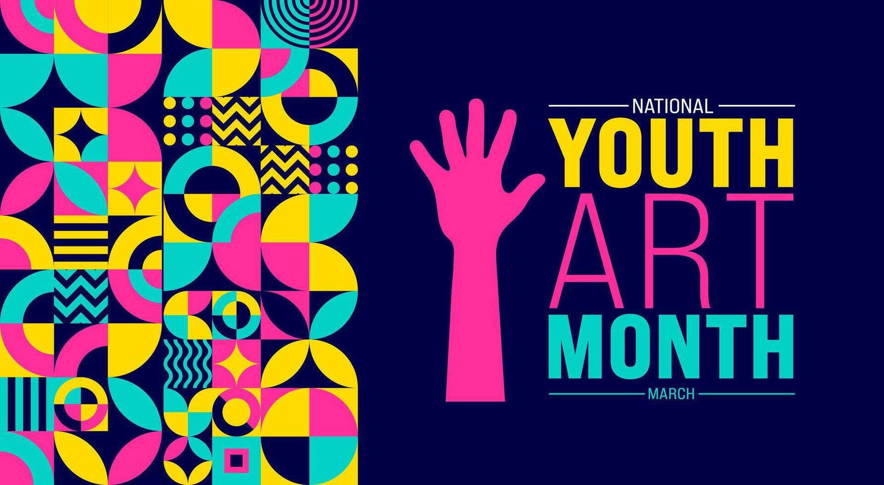 March is Youth Art Month background template. Holiday concept. use to background, banner, placard, card, and poster design template with text inscription and standard color. vector illustration.