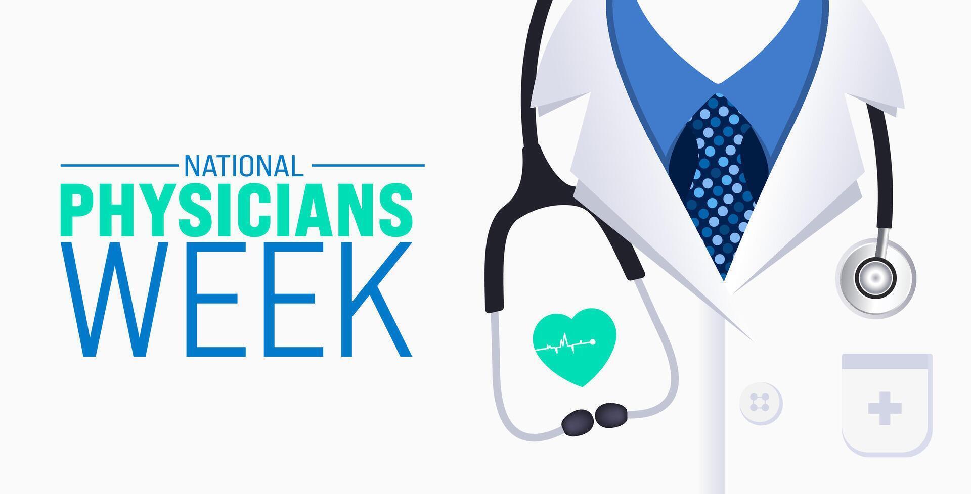 March is National Physician's Week background template. Holiday concept. use to background, banner, placard, card, and poster design template with text inscription and standard color. vector