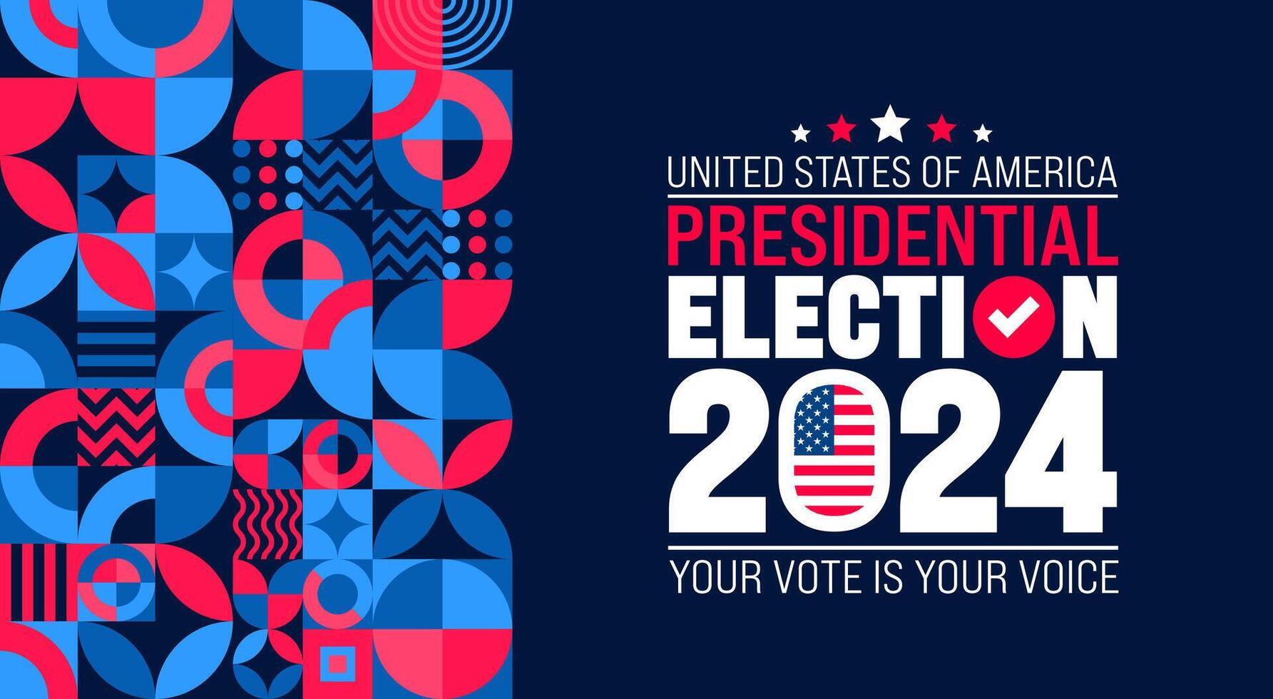 USA Election 2024 background design template. USA flag 2024 presidential election banner design. US presidential election voting poster. November 5 Vote day banner. vector illustration.