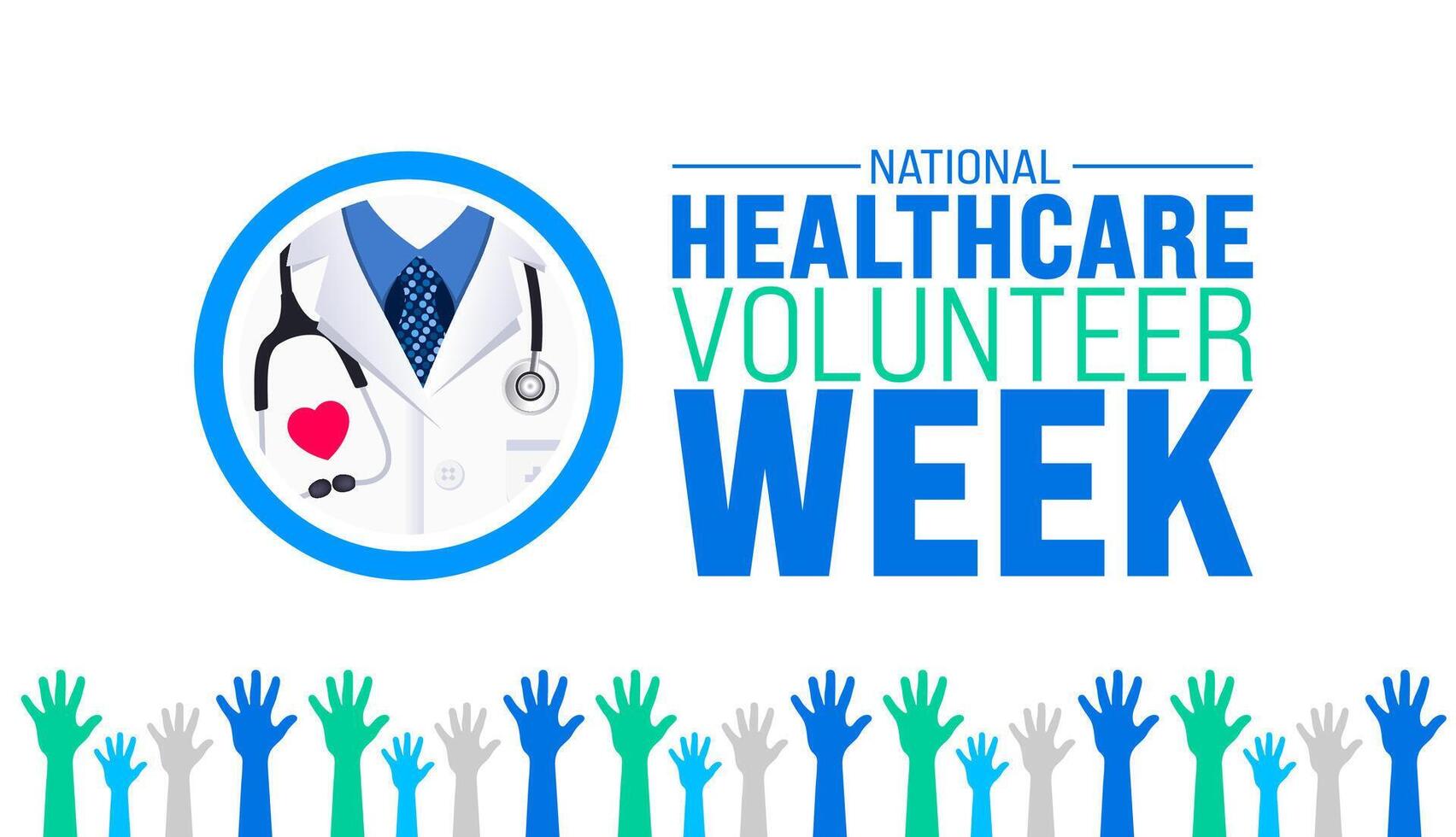 March is National Healthcare Volunteer Week background template. Holiday concept. use to background, banner, placard, card, and poster design template with text inscription and standard color. vector
