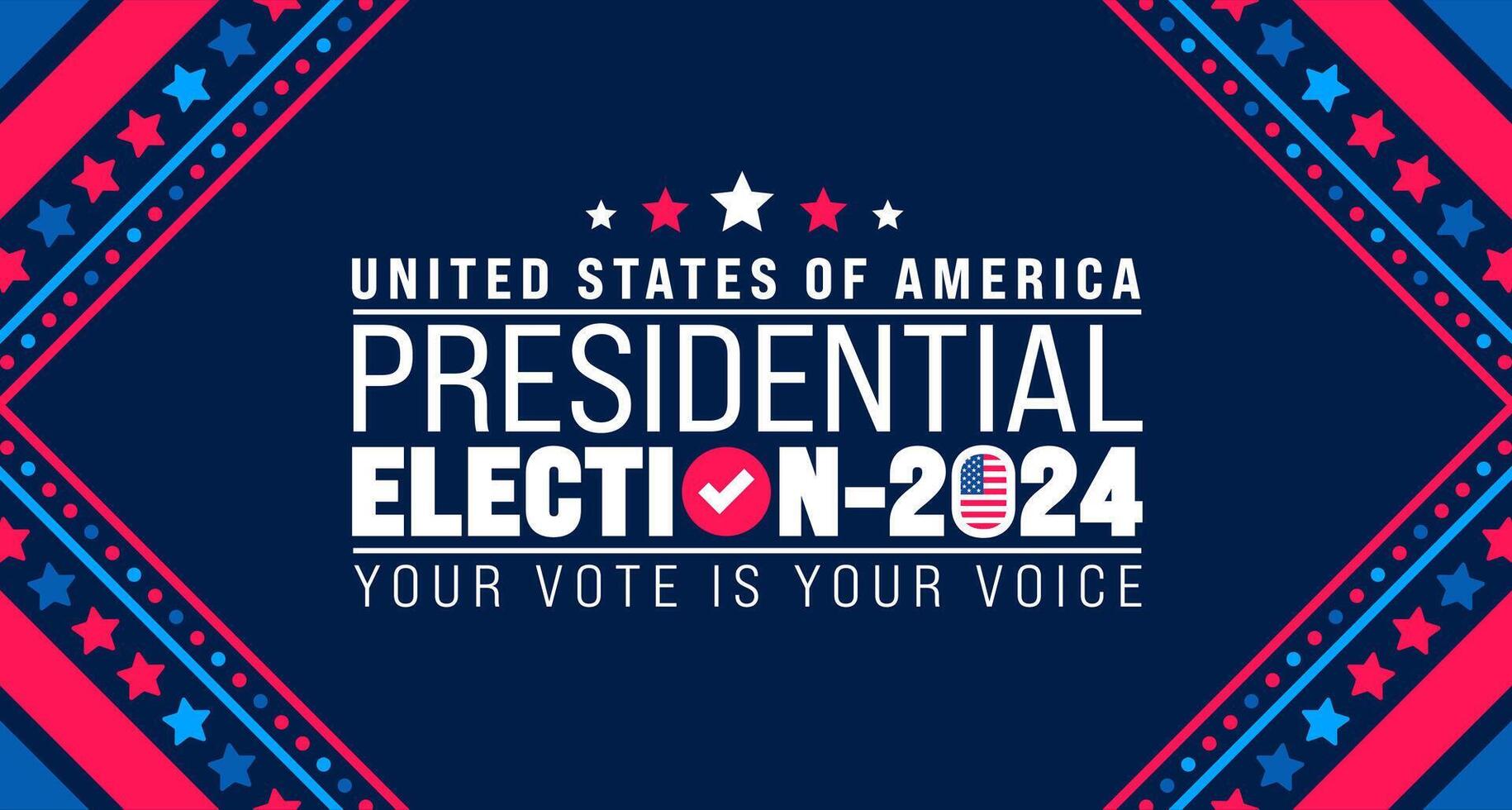 USA Election 2024 background design template. USA flag 2024 presidential election banner design. US presidential election voting poster. November 5 Vote day banner. vector illustration.