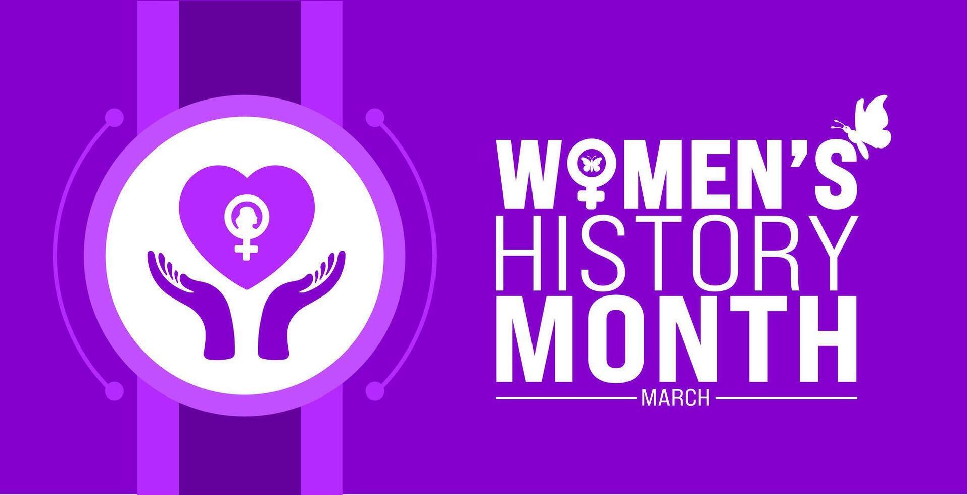 March is Womens History Month background template with women vector design template. use to background, banner, placard, card, and poster design template. vector illustration.