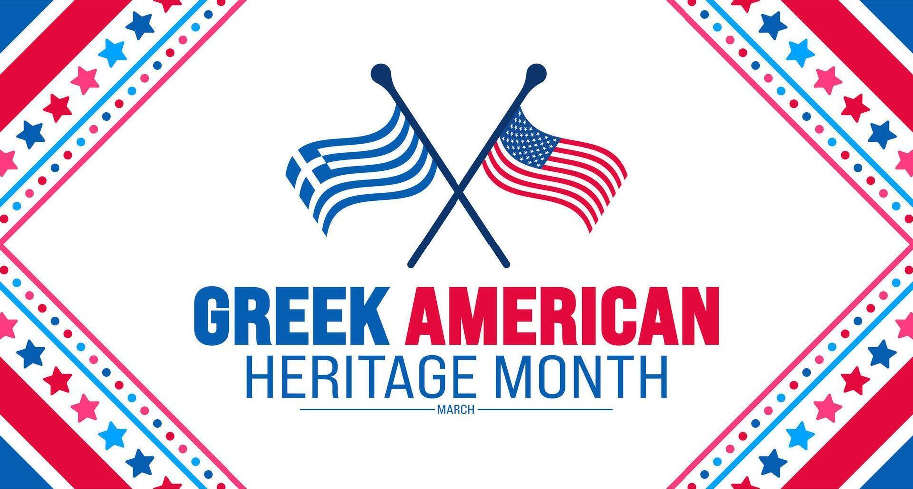 marzo es griego americano patrimonio mes antecedentes diseño modelo con griego y Estados Unidos bandera concepto. utilizar a fondo, bandera, cartel, tarjeta, y póster diseño modelo. vector ilustración.