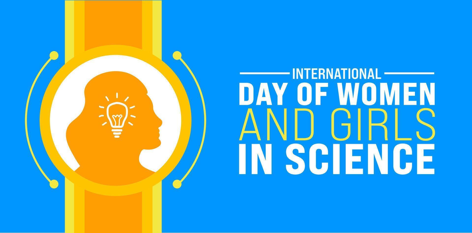 February is International Day of Women and Girls in Science background template. Holiday concept. use to background, banner, placard, card, and poster design template with text inscription vector