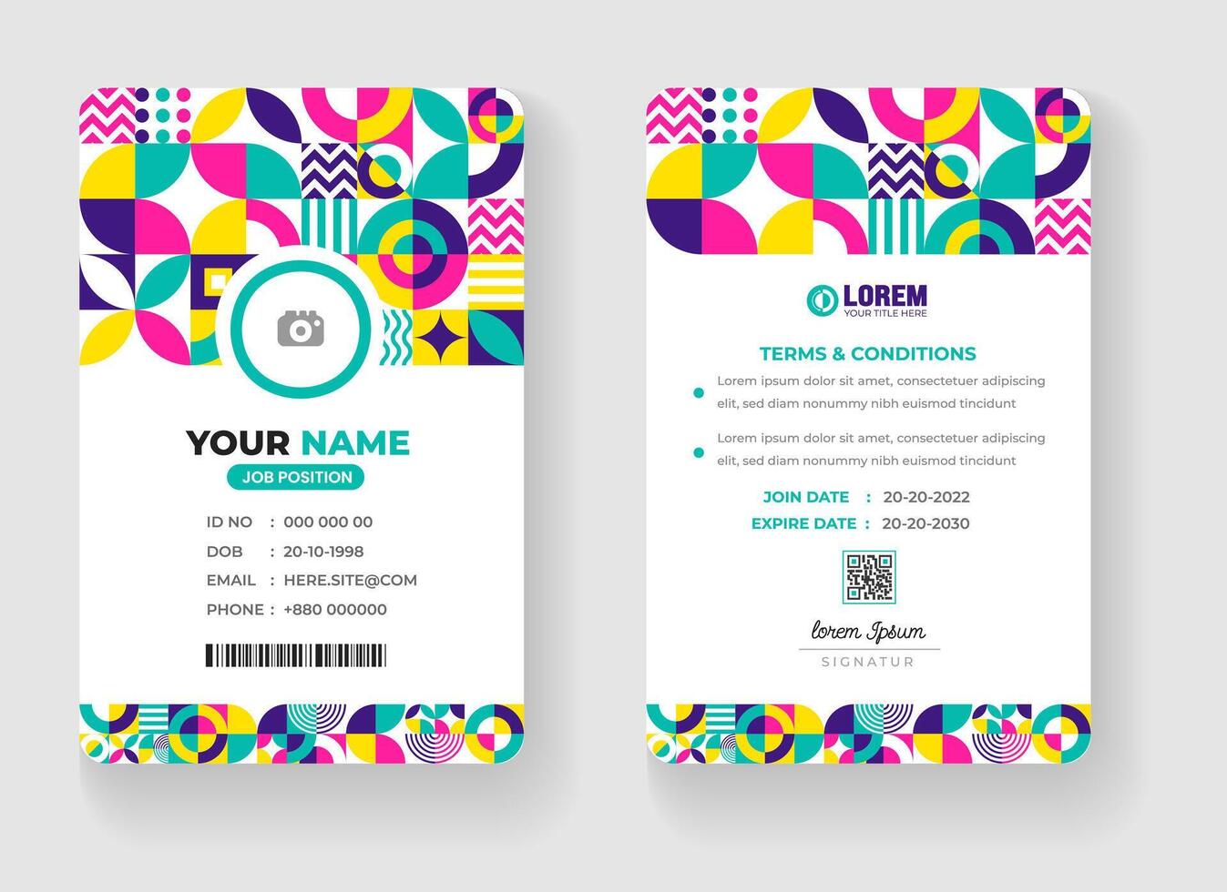 abstract geometric shape pattern corporate business office id card design template. vector