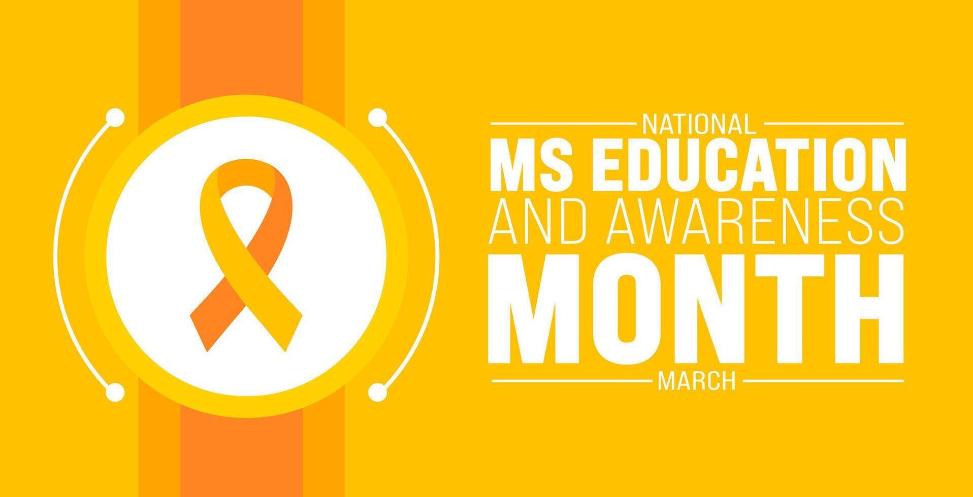 March is National MS Education and Awareness Month background template. Holiday concept. use to background, banner, placard, card, and poster design template with text inscription and standard color. vector
