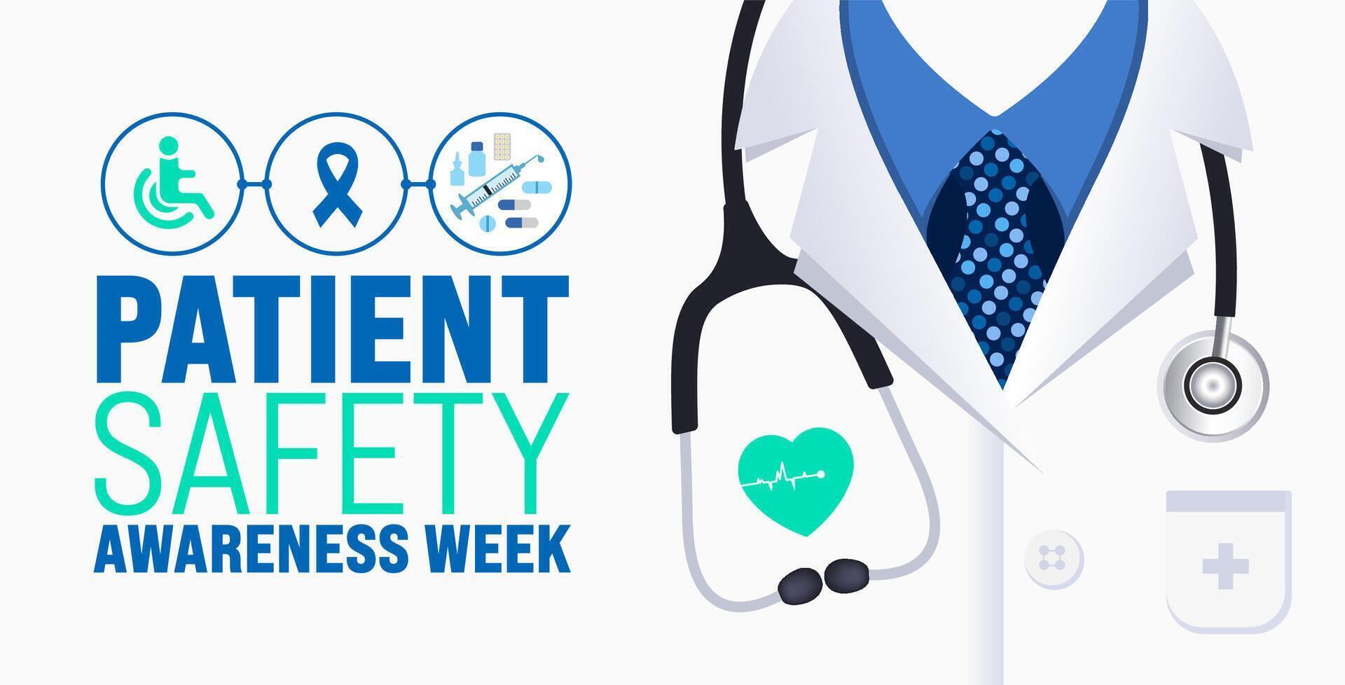 March is Patient Safety Awareness Week background template. Holiday concept. use to background, banner, placard, card, and poster design template with text inscription and standard color. vector