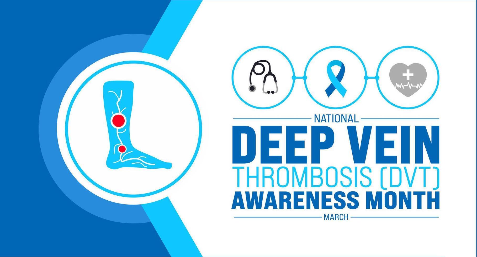 March is Deep Vein Thrombosis DVT Prevention Awareness Month  background template. Holiday concept. use to background, banner, placard, card, and poster design template with text inscription vector
