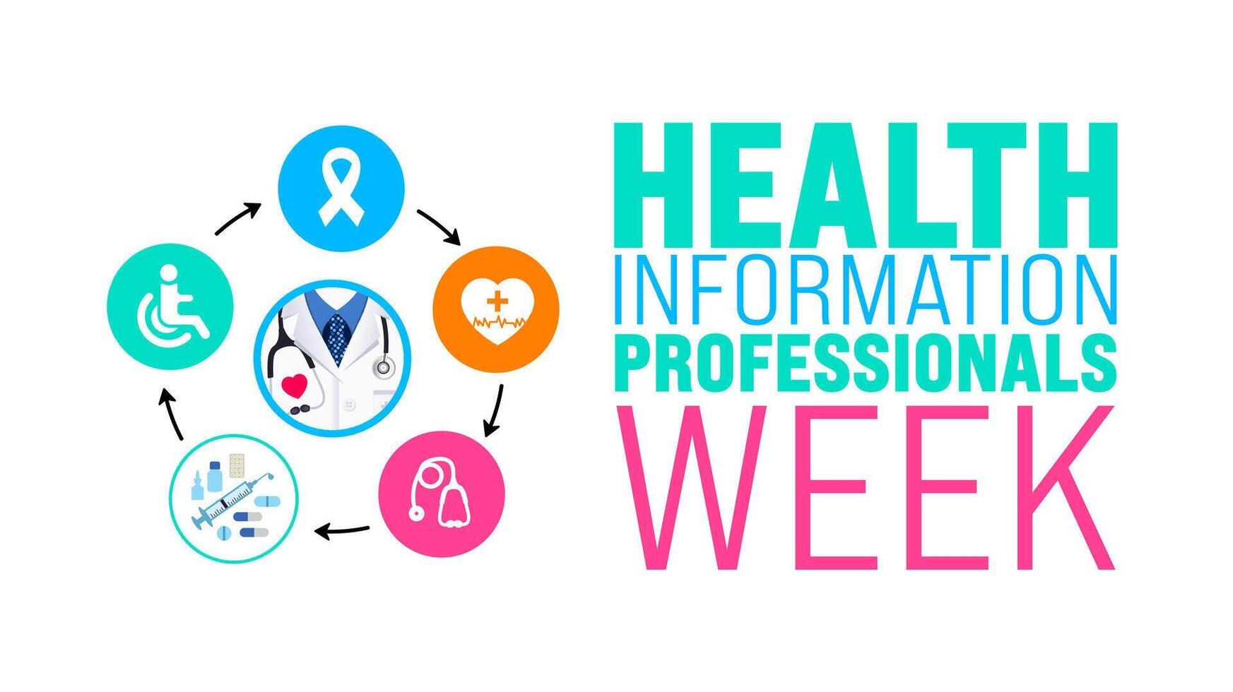 March is Health Information Professionals Week background template. Holiday concept. use to background, banner, placard, card, and poster design template with text inscription and standard color. vector