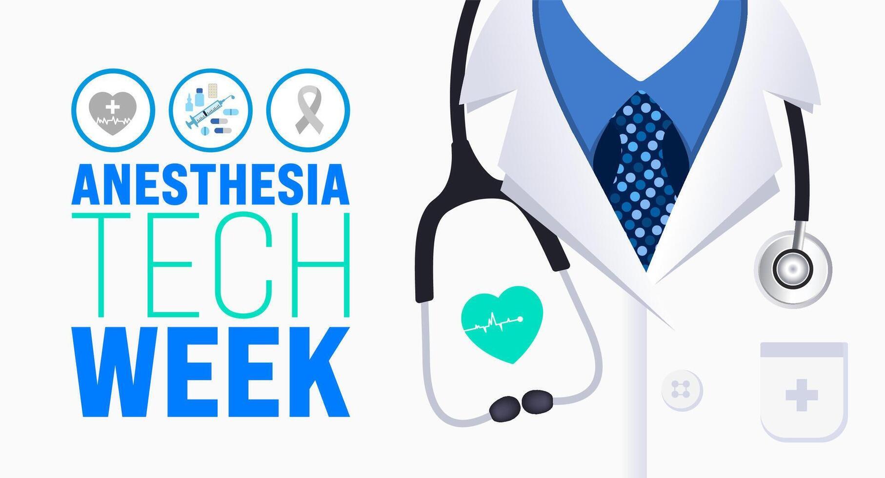 March is Anesthesia Tech Week background template. Holiday concept. use to background, banner, placard, card, and poster design template with text inscription and standard color. vector illustration.