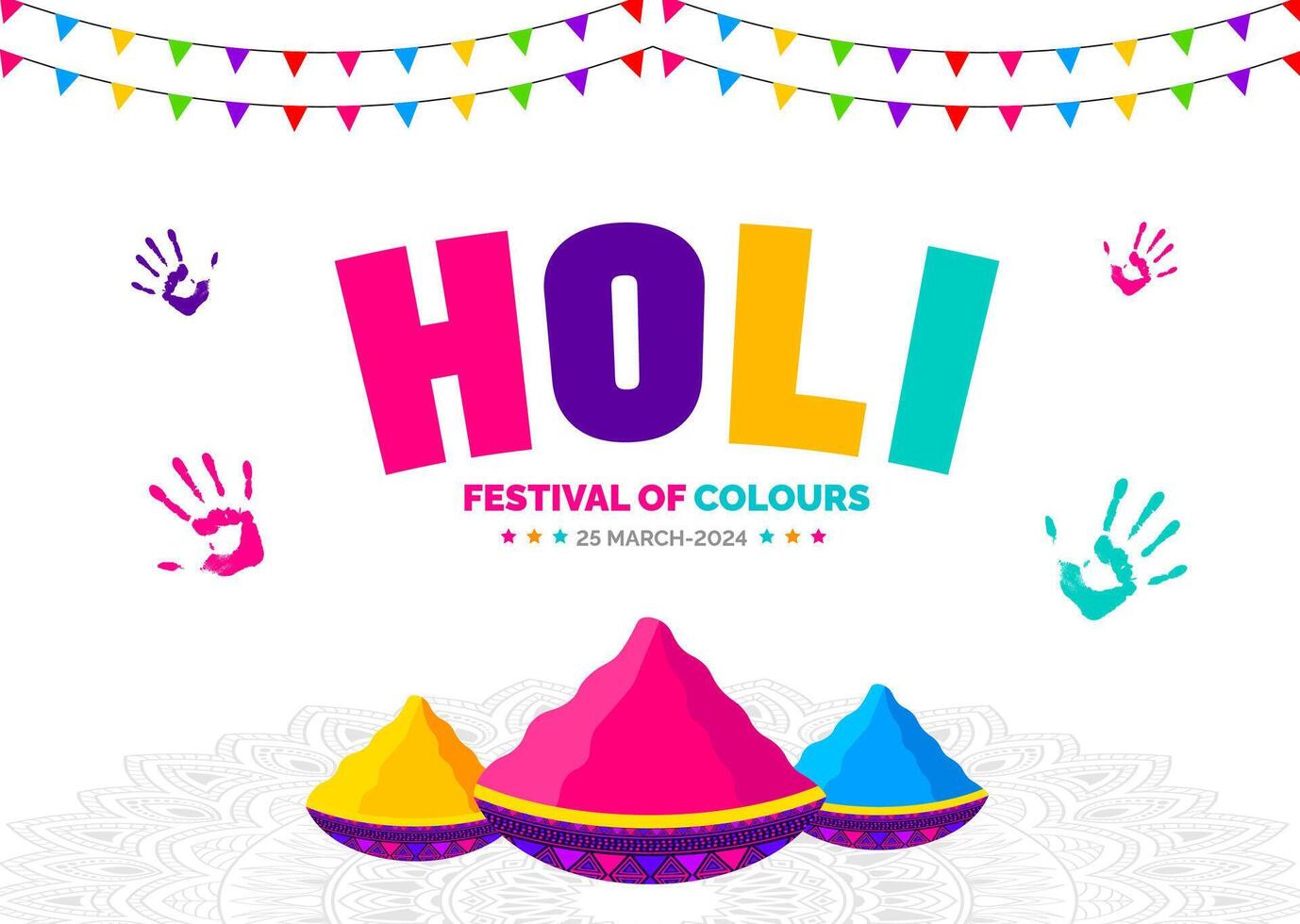 march is Happy Holi indian festival background with gulal powder color. Happy Holi background design. illustration. vector