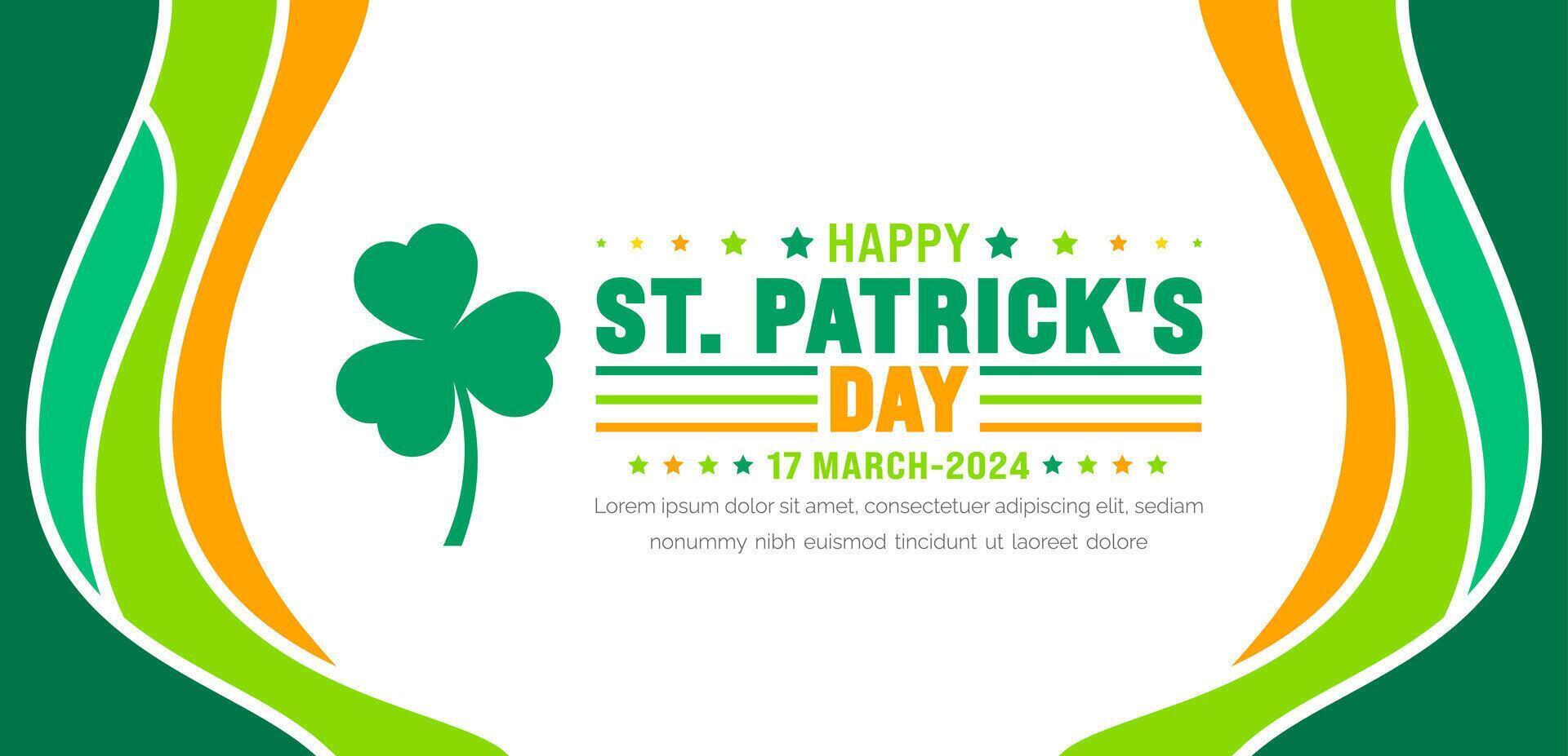 17 March is Happy St. Patrick's day background with green leaves background template. St Patrick day or saint Patrick day banner. use to background,  placard, card, and poster design template. vector