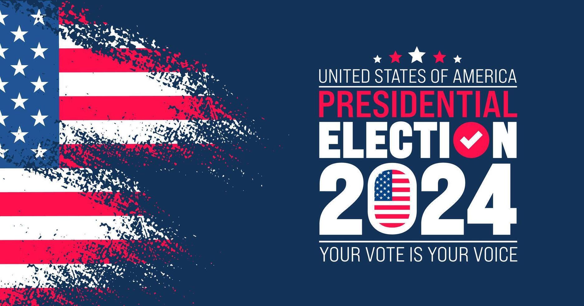 USA Election 2024 background design template. USA flag 2024 presidential election banner design. US presidential election voting poster. November 5 Vote day banner. vector illustration.