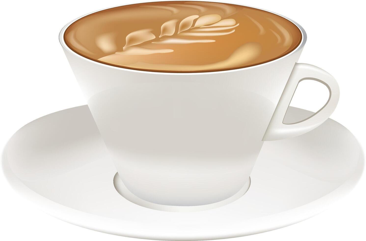 Latte art in white cup vector