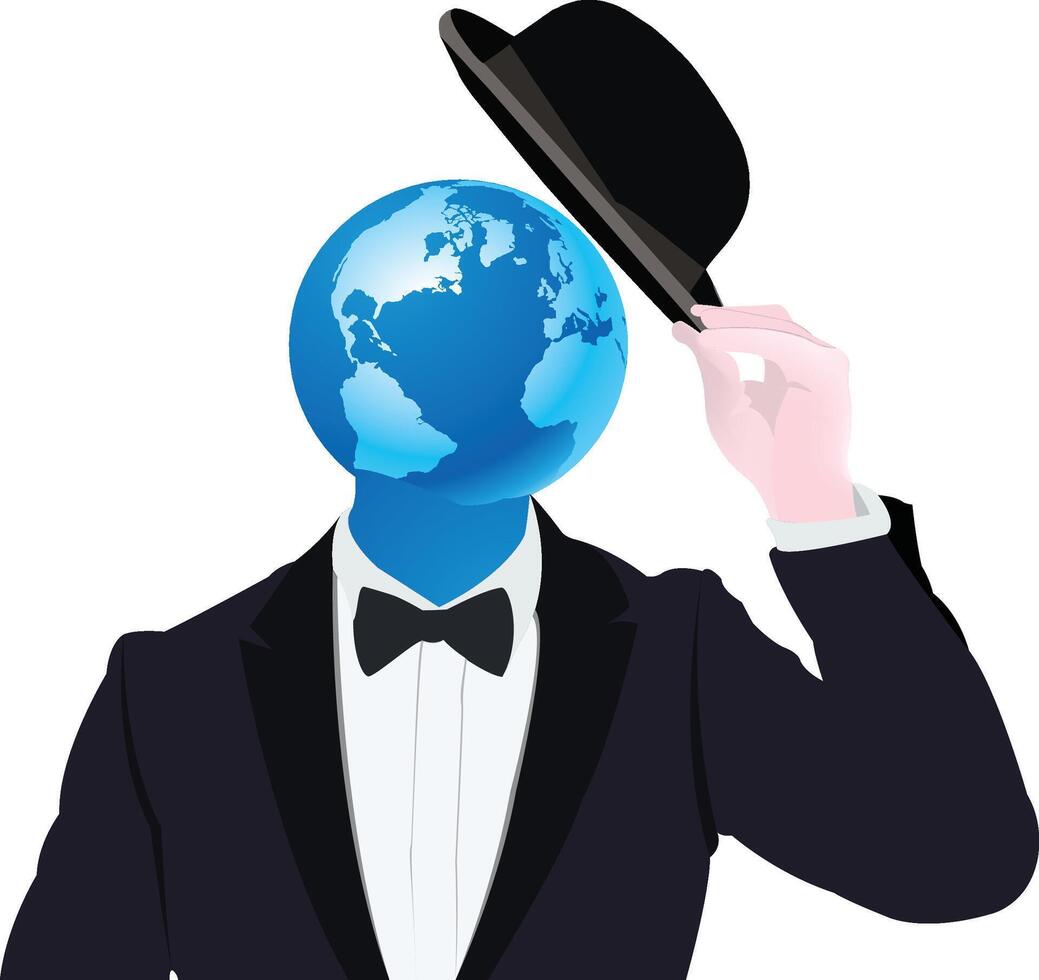 Global gentleman tipping hat illustration vector