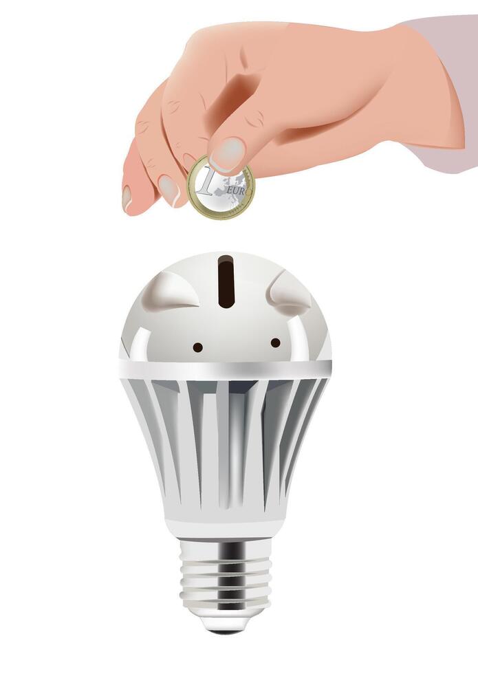 led bulb with girl reading- vector