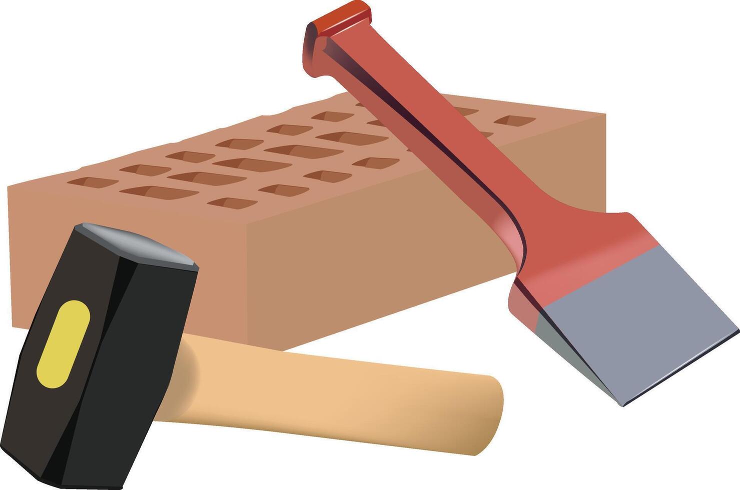 Brick and trowel construction tools vector