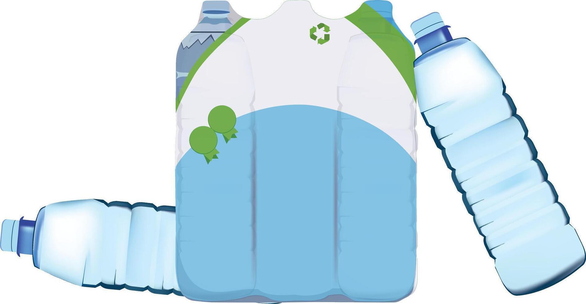 paquete paquete de seis botellas de todavía agua vector