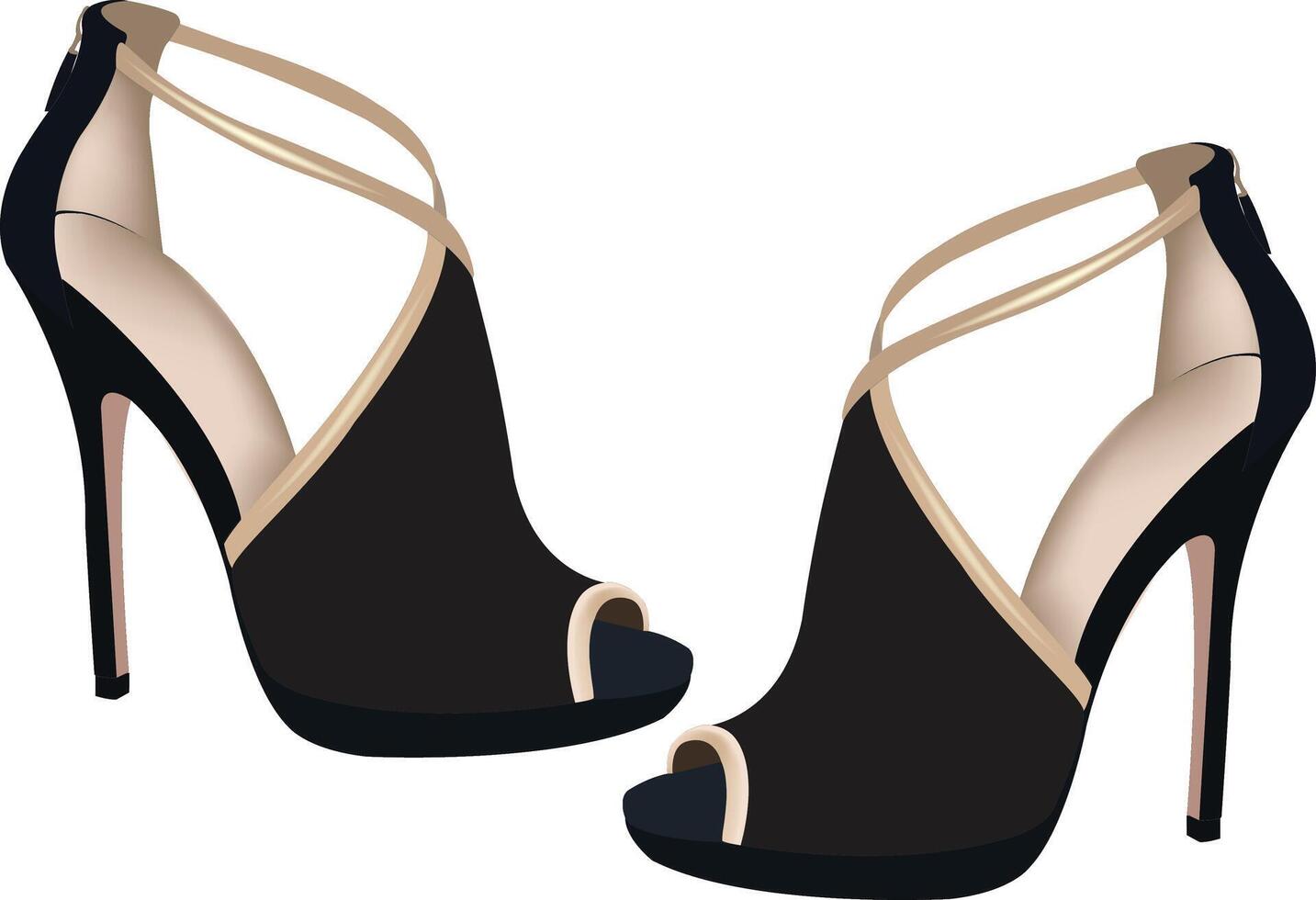 Elegant black high heel shoes illustration vector