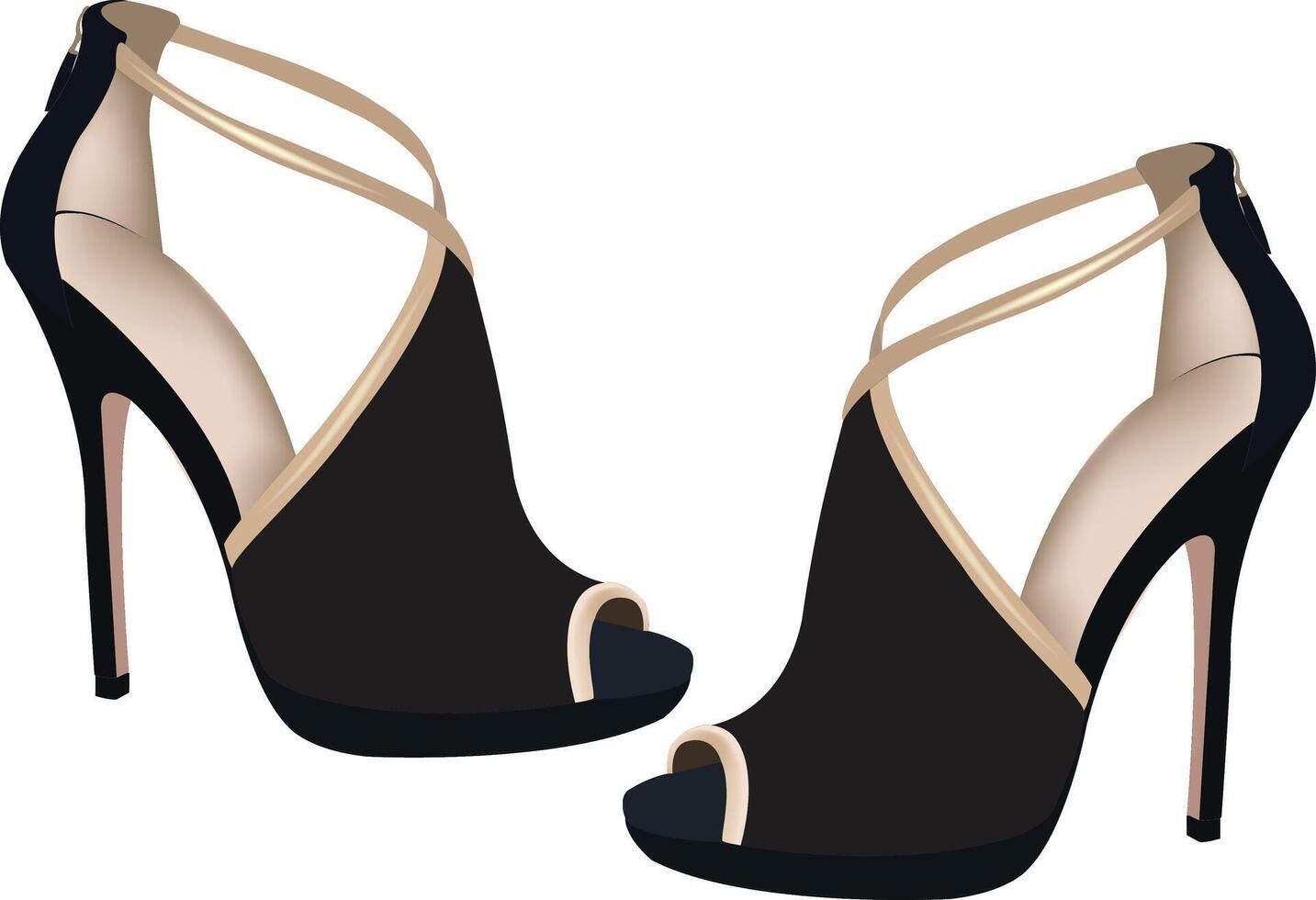 elegante negro alto tacón Zapatos ilustración vector