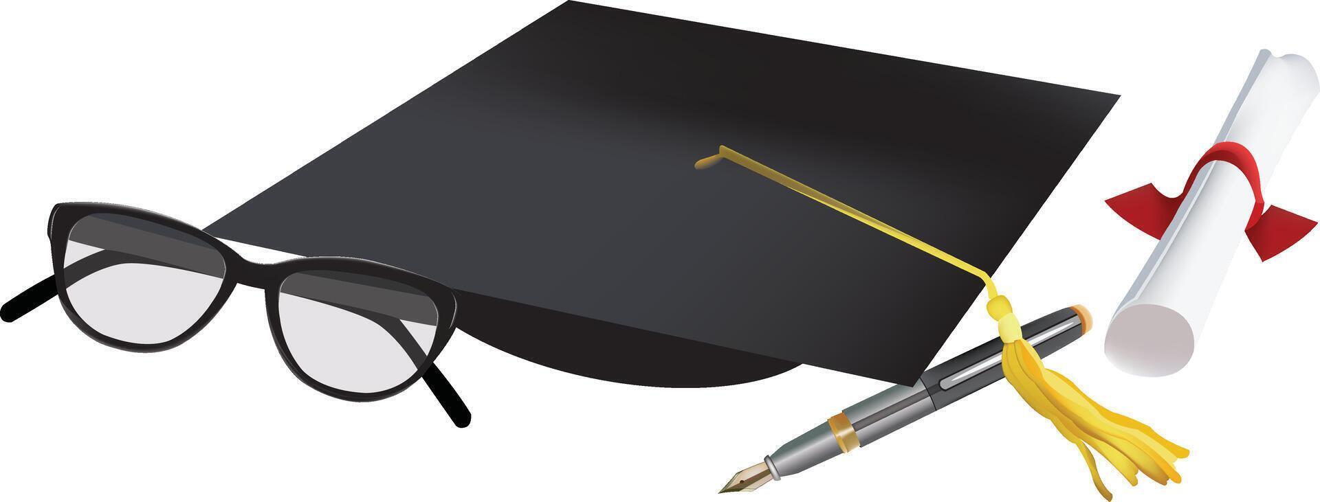 Graduation accessories and diploma concept vector