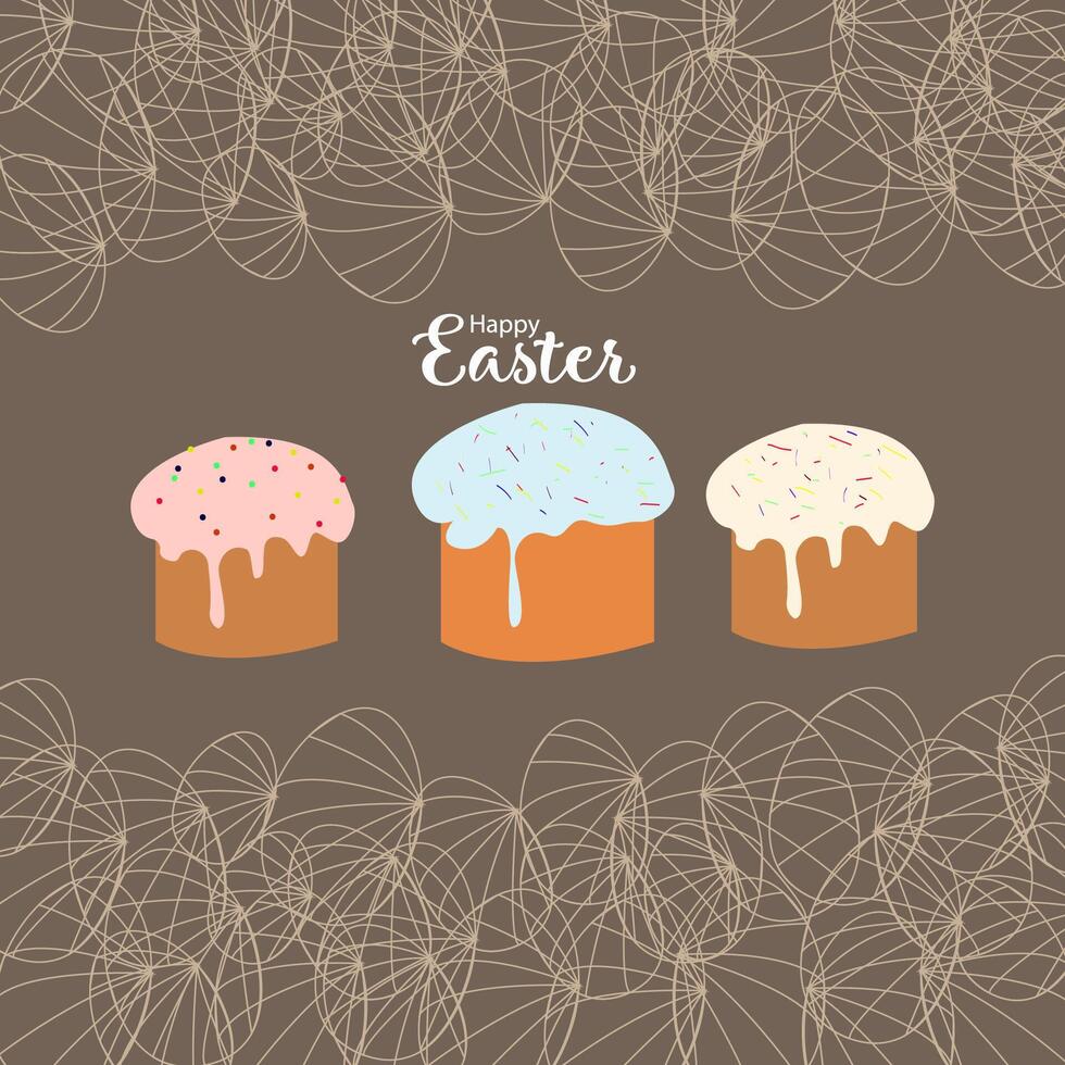 Easter, happy Easter, cake, pastries, cakes with icing and sprinkles. easter egg, painted eggs, easter egg silhouette vector