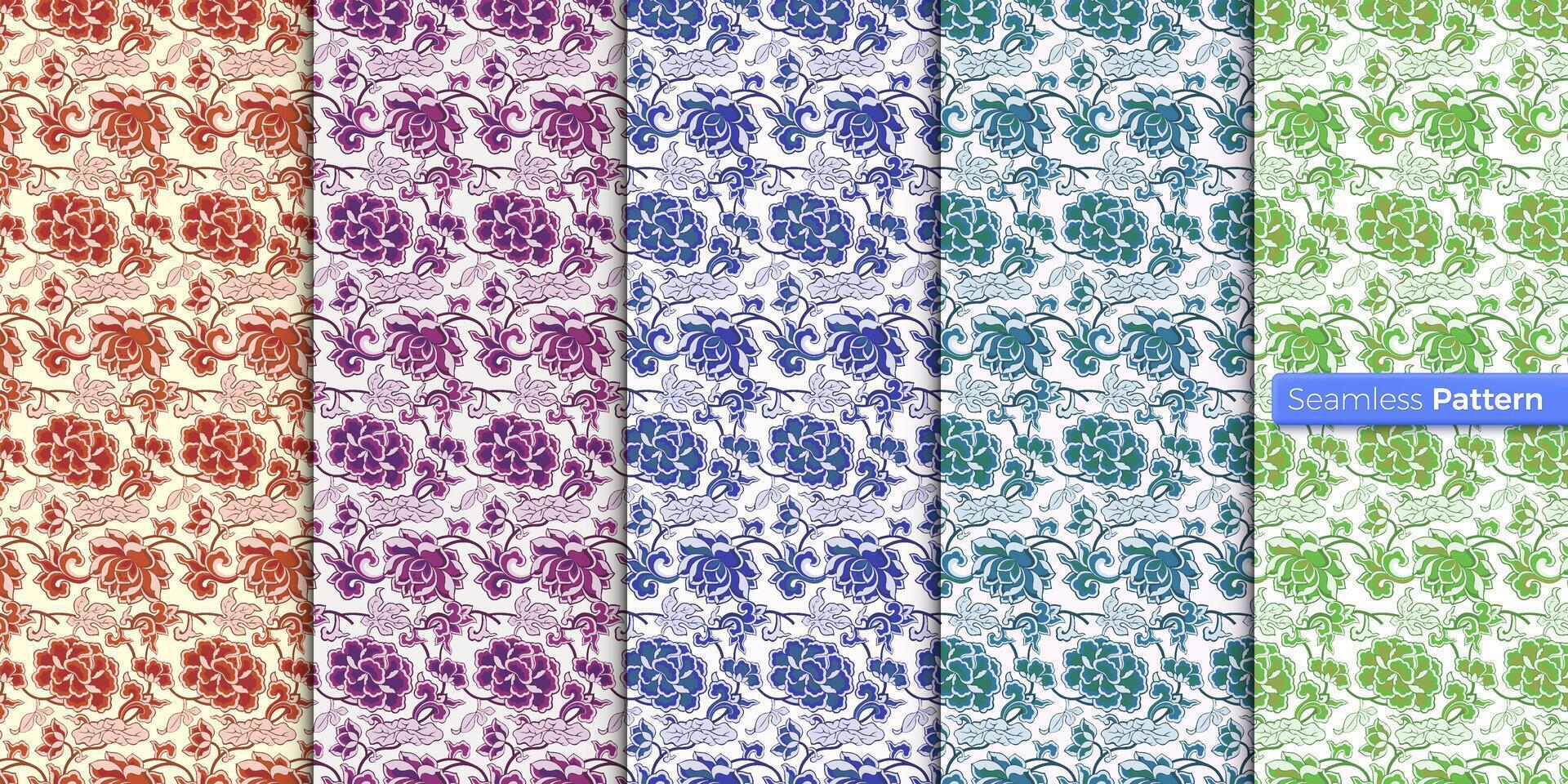 LOTUS. asian floral pattern. Oriental, Scandinavian, Chinese, Japanese, Morocco, Meadow, Wildflower. For wallpaper, wrapper, textiles, fabric, clothes, souvenirs, surface. Seamless pattern vector. vector