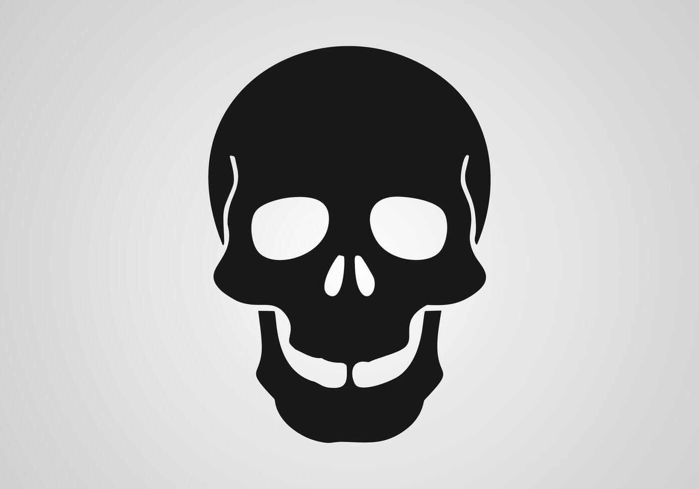 The skull icon. Black silhouette of a human skull. Vector illustration isolated on a white background for design and web.