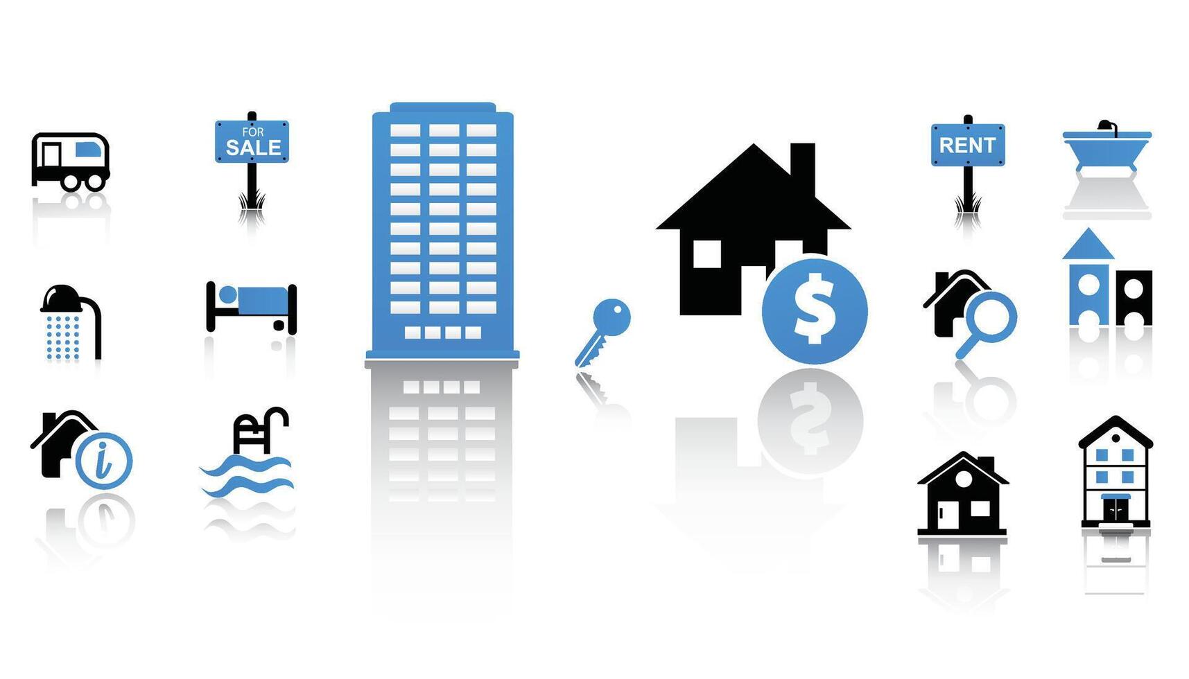 Real estate icons on white background, stock vector