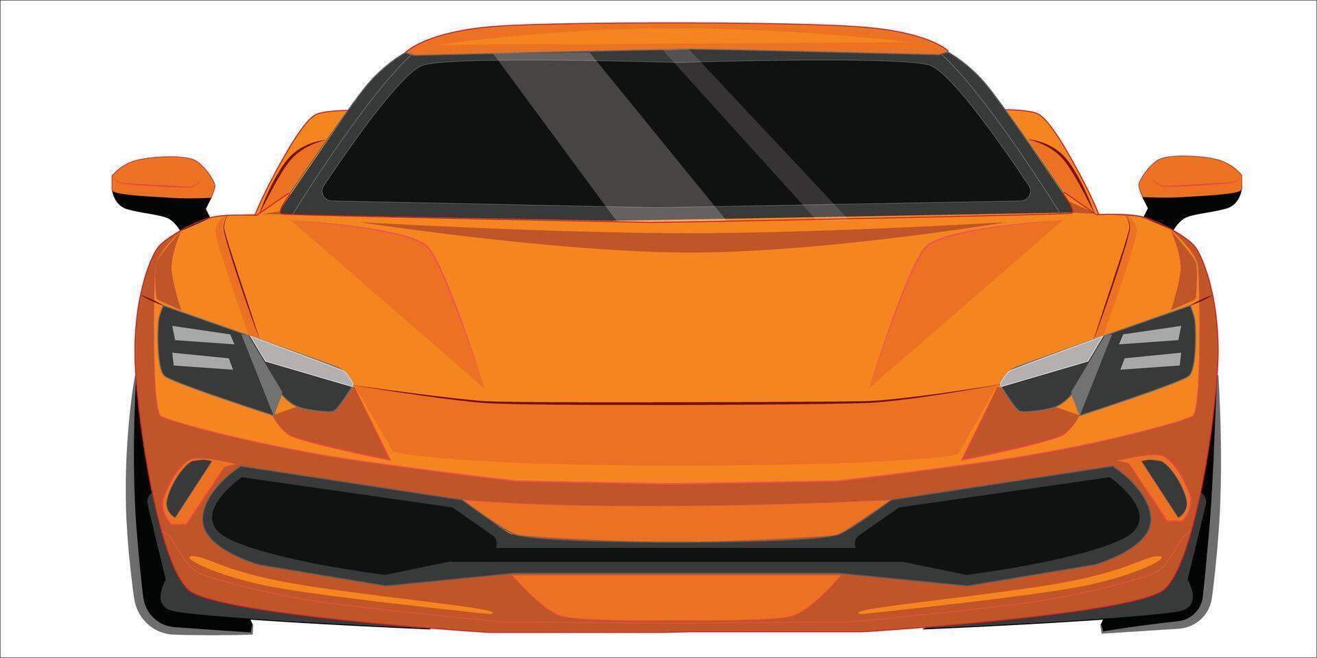 Vector Realistic Isolated Car, 3d orange sport with gradient and rear view.