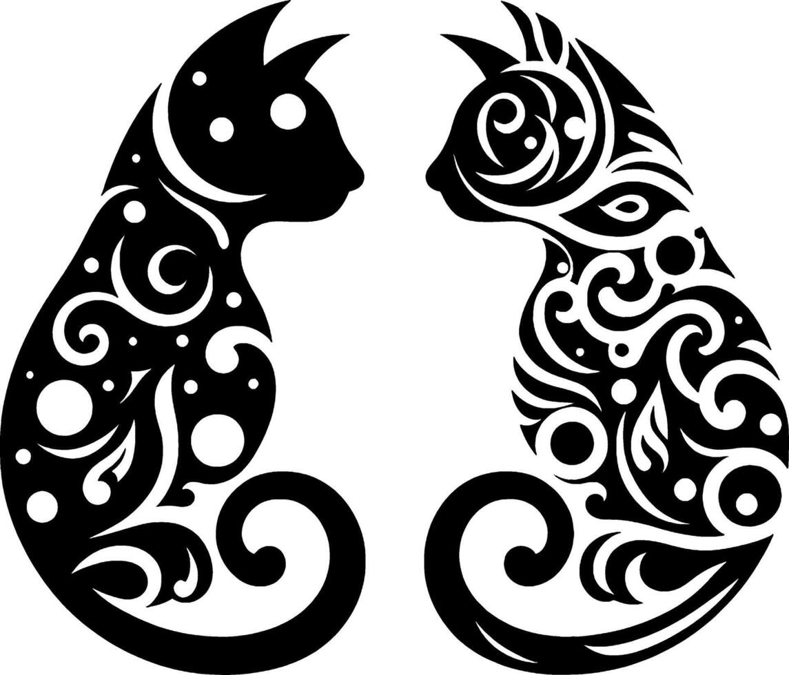detallado gato diseño con un único combinación de batik motivos vector
