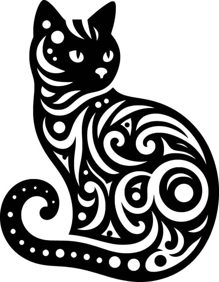 sencillo detallado gato diseño con un único combinación de batik motivos vector