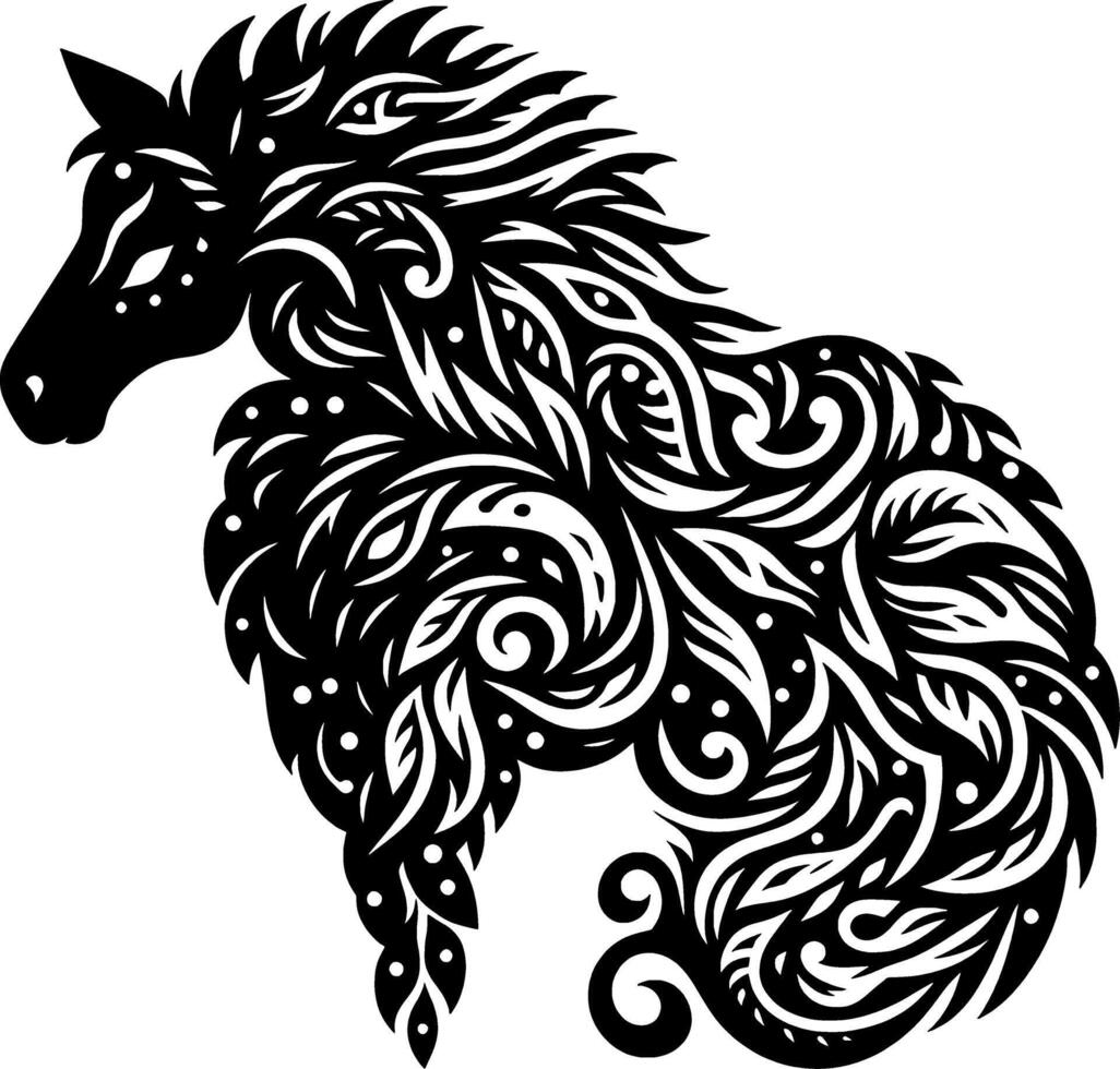 Unique pattern harmony design with horse combination vector