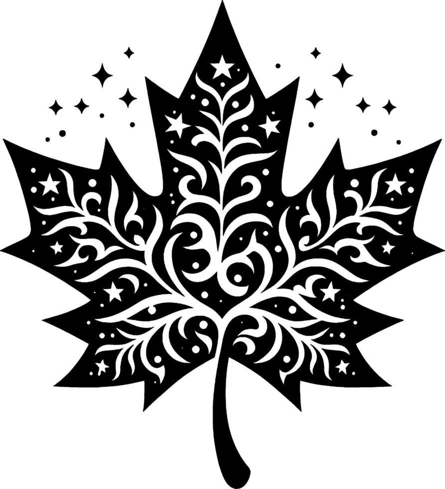 llustration of a maple leaf with a unique pattern polished in every detail vector