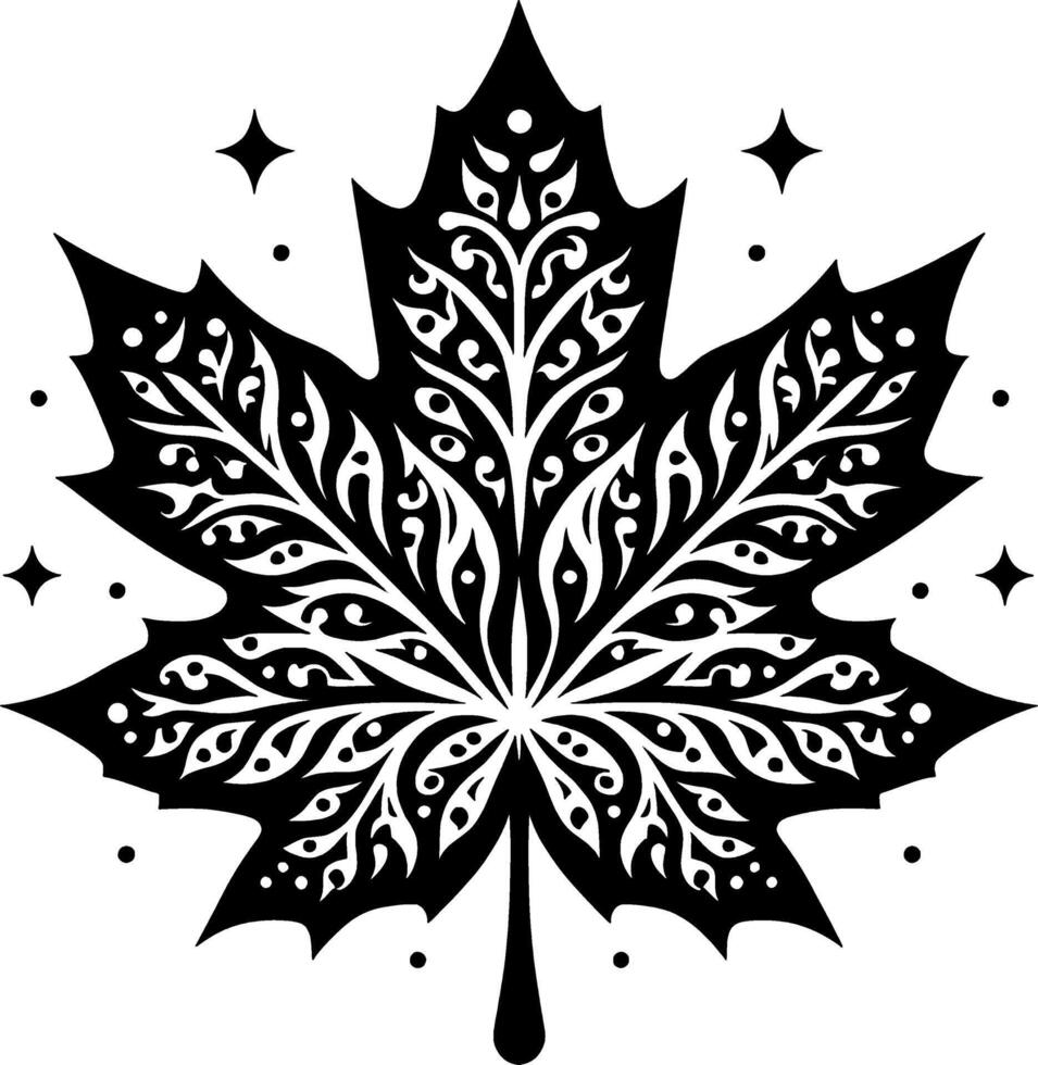 llustration of a maple leaf with a unique pattern polished in every detail vector