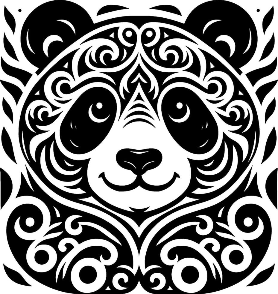 design with curved line art and panda combination vector