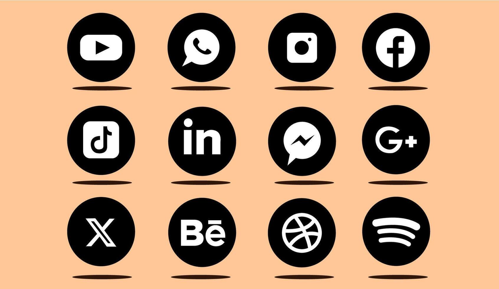 iconos de redes sociales en blanco y negro vector