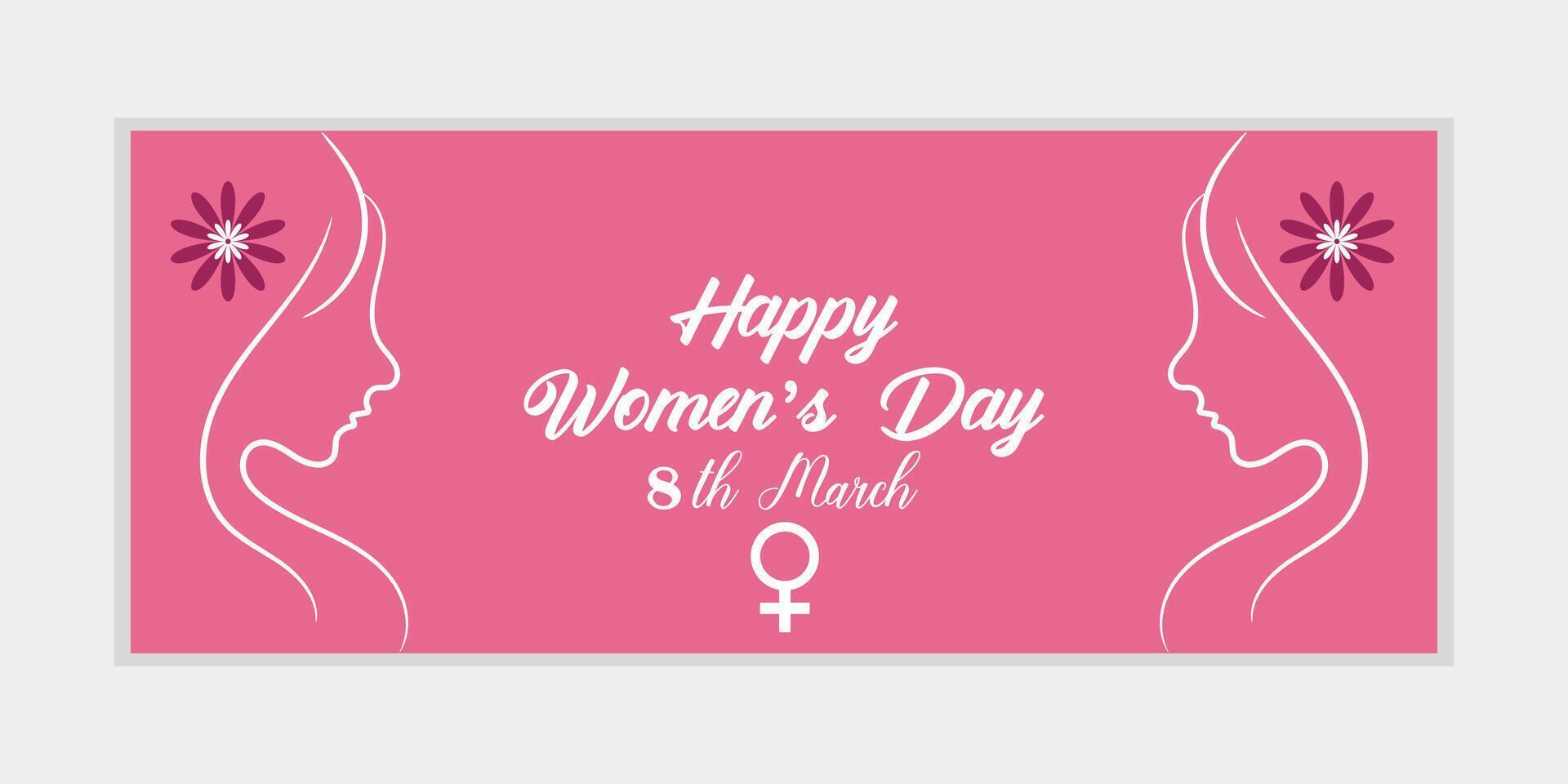 8 March, women's Day greeting card and Happy Women's Day banner design, placard, card, and poster design template with text inscription and standard color,  International Women's Day celebration, vector