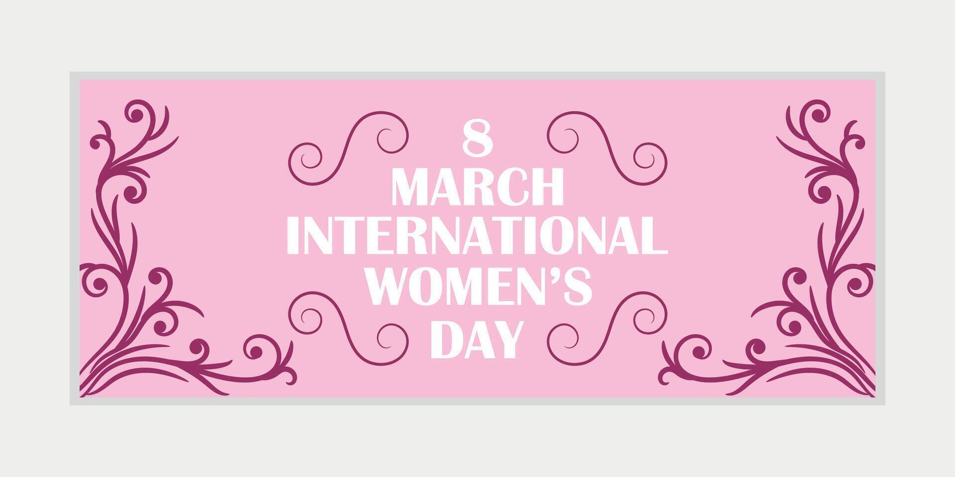 8 marzo, De las mujeres día saludo tarjeta y contento De las mujeres día bandera diseño, cartel, tarjeta, y póster diseño modelo con texto inscripción y estándar color, internacional De las mujeres día celebracion, vector