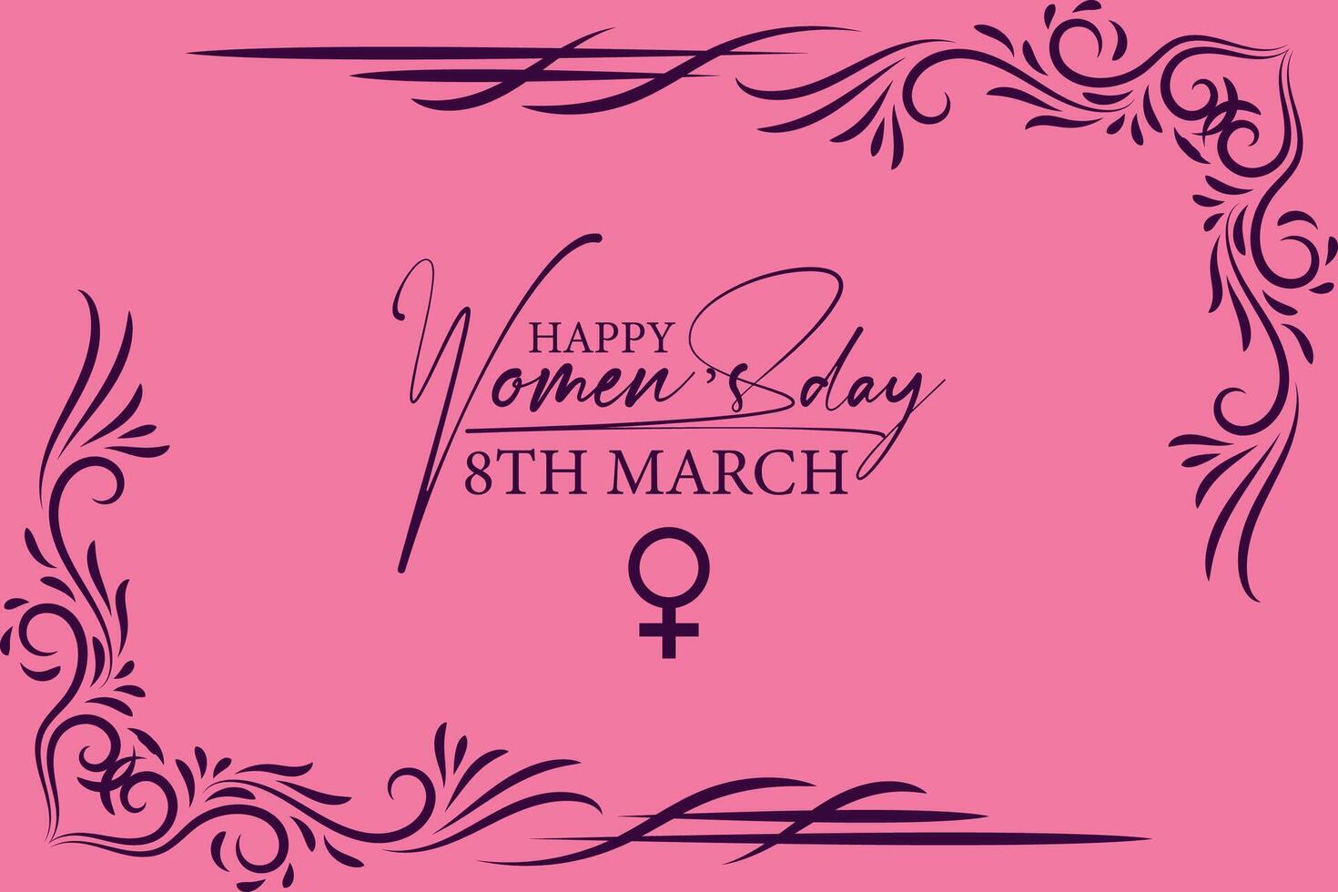 8 March, women's Day greeting card and Happy Women's Day banner design, placard, card, and poster design template with text inscription and standard color,  International Women's Day celebration, vector