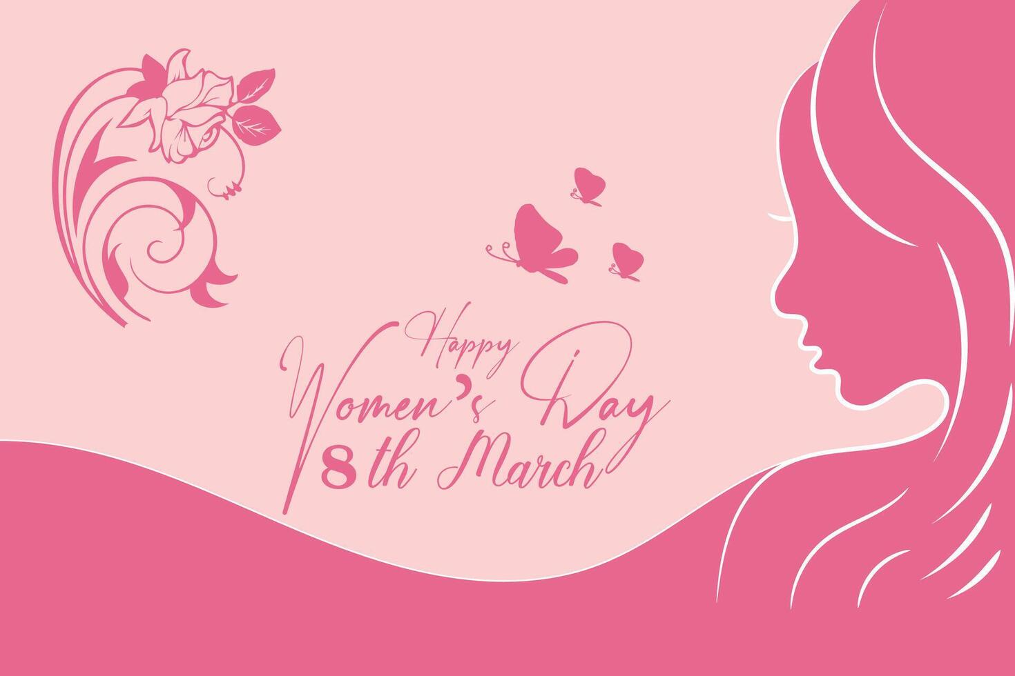 8 March, women's Day greeting card and Happy Women's Day banner design, placard, card, and poster design template with text inscription and standard color,  International Women's Day celebration, vector