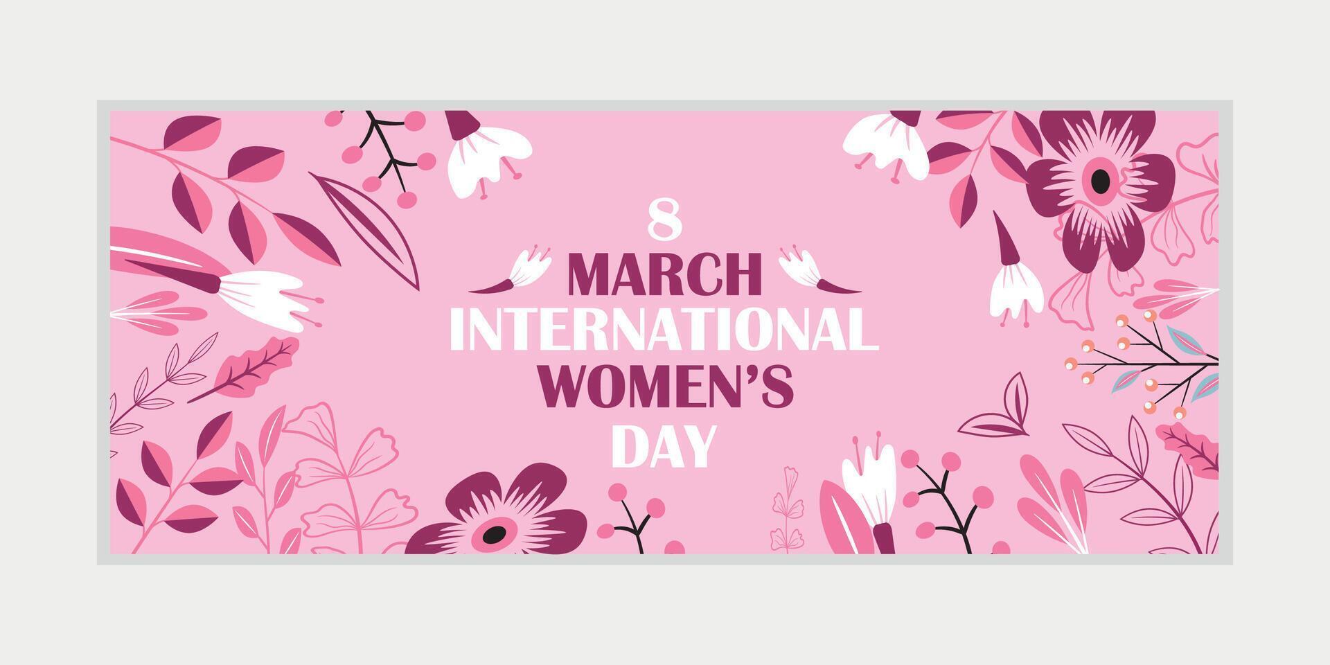 8 marzo, De las mujeres día saludo tarjeta y contento De las mujeres día bandera diseño, cartel, tarjeta, y póster diseño modelo con texto inscripción y estándar color, internacional De las mujeres día celebracion, vector