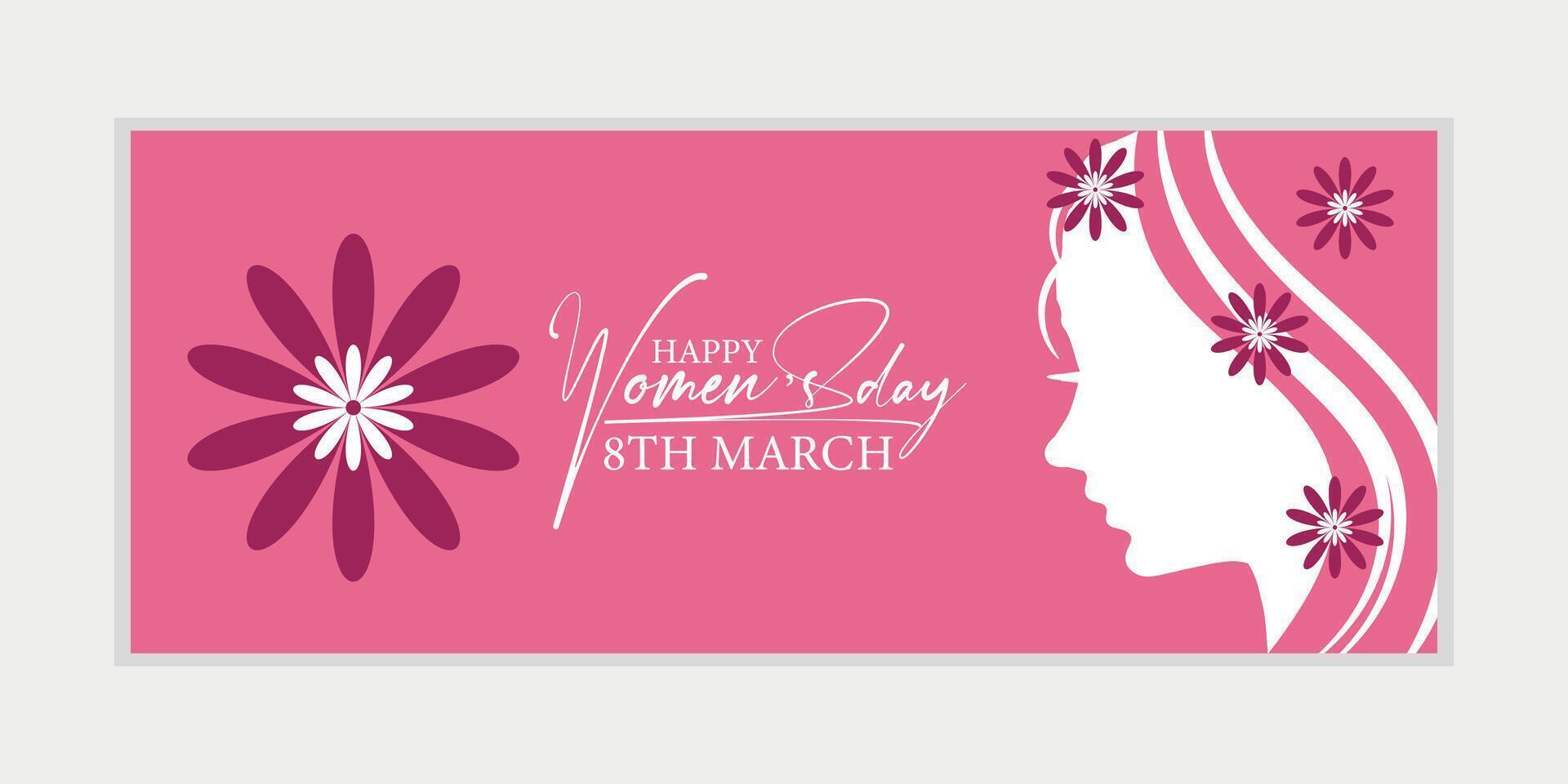 8 March, women's Day greeting card and Happy Women's Day banner design, placard, card, and poster design template with text inscription and standard color,  International Women's Day celebration, vector